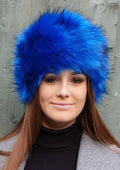 Royal Blue Long Luxury Faux Fur Hat with Cosy Polar Fleece Lining-Fur Hat-Fake Fur Hat-Winter Hat-Long Fur Hat-Cossack Hat-Blue Fur Hat