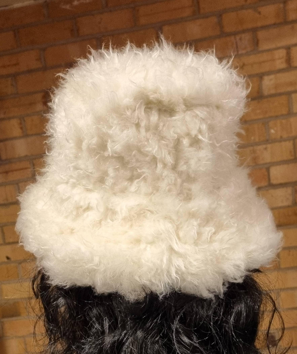 Twisty Faux Fur Bucket Hat-Festival Hat-Fuzzy Bucket Hat-Fur Hat-Fake Fur Hat-Rave Hat-Cream  Fur-Off White Fur-Bucket Hat-Ivory Fake Fur