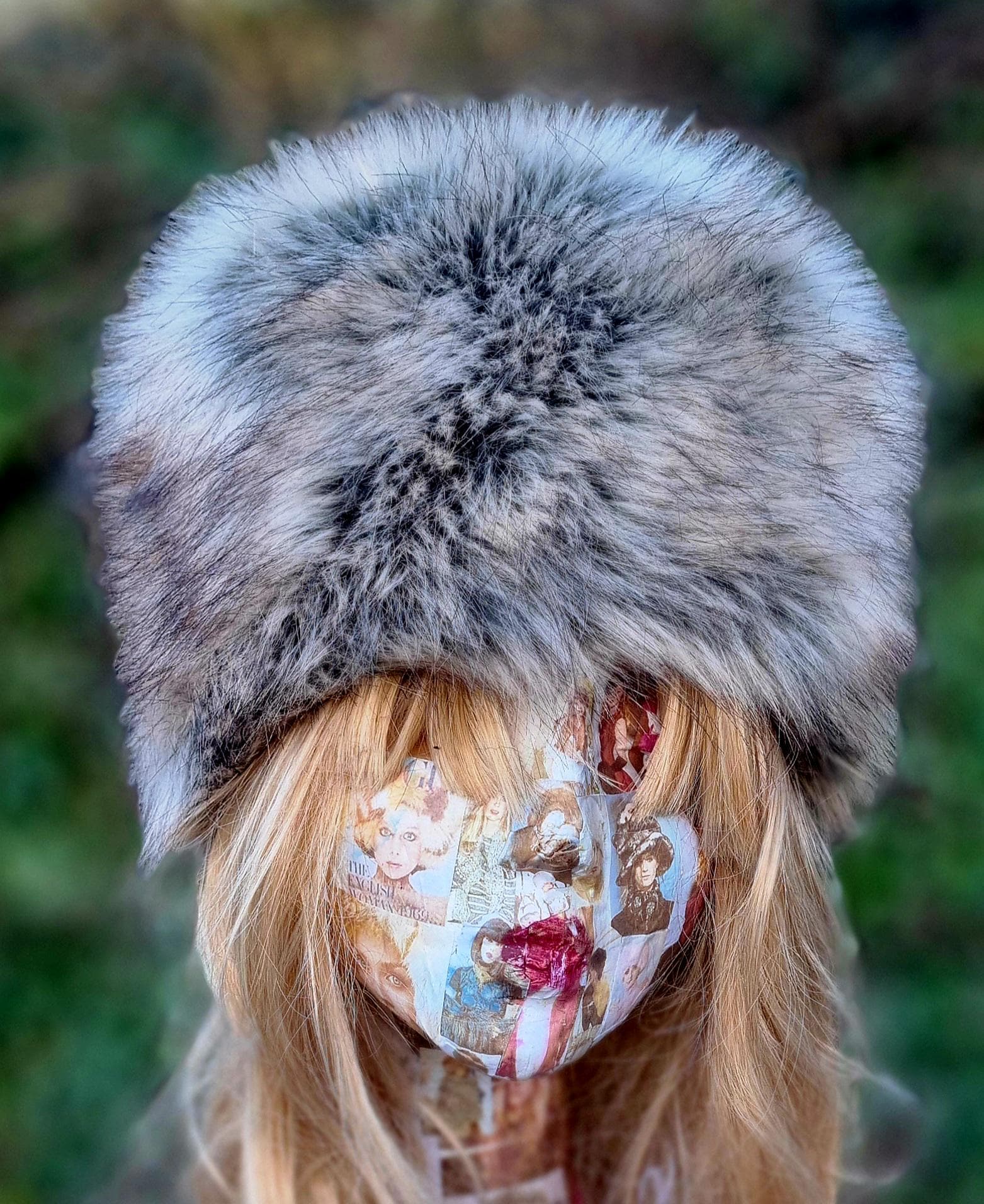 Grey and Brown Luxury Faux Fur Hat with Polar Fleece Lining- Fur Hat-Fake Fur Hat-Winter Hat- Grey Fur Hat- Vegan Fur Hat- Grey Fur- Brown