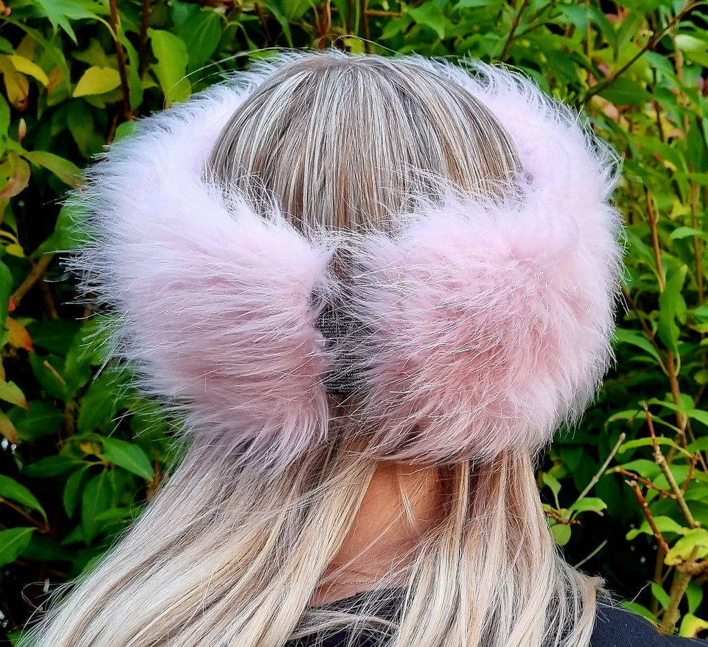 Baby Pink Fluffy Faux Fur Headband | Luxury Earwarmer | Handmade in England