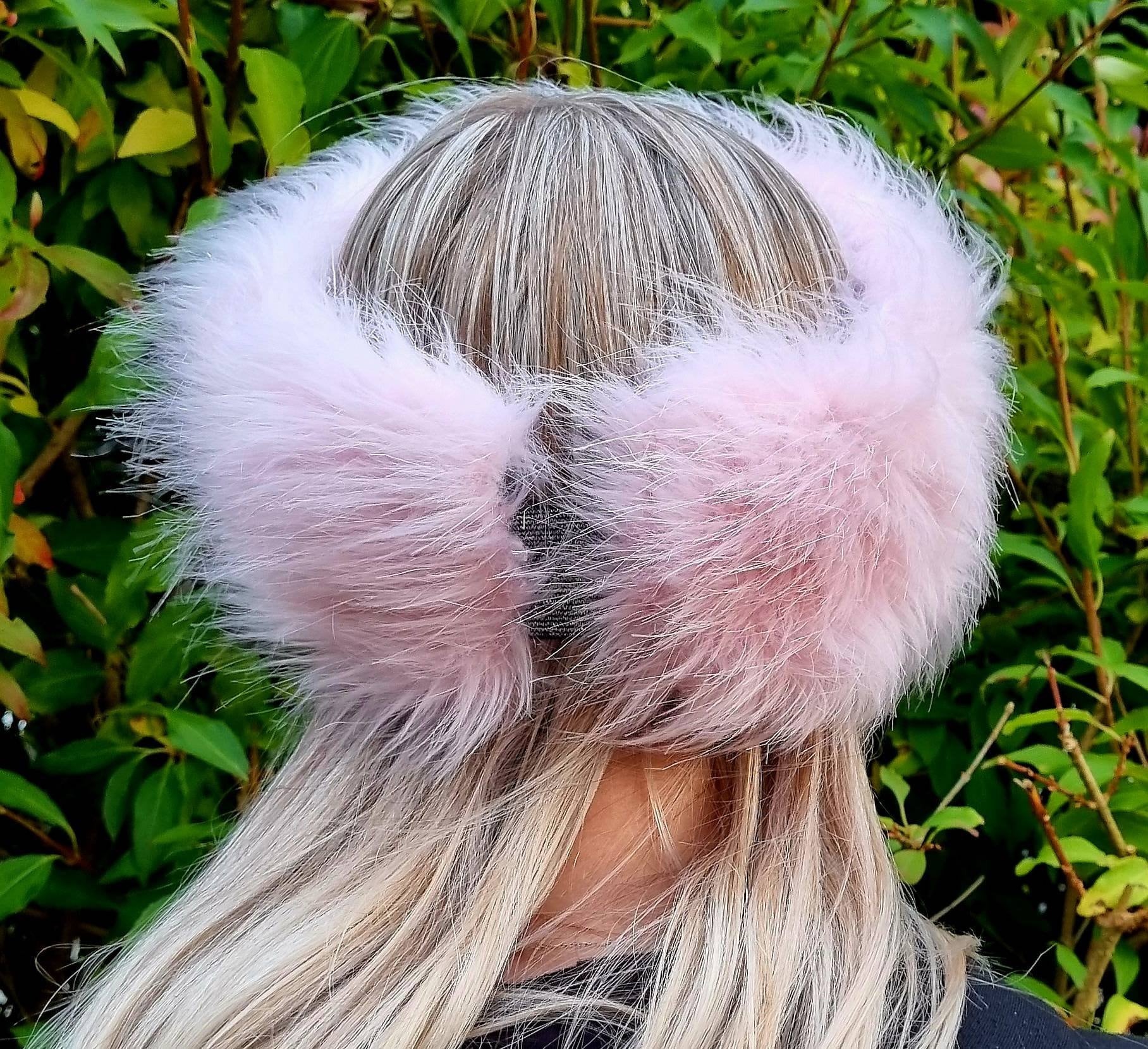 Baby Pink Fluffy Faux Fur Headband | Luxury Earwarmer | Handmade in England