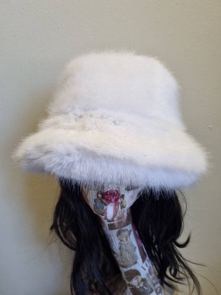 Stunning Super Luxury White Faux Fur Bucket Hat-Fuzzy Bucket Hat-Festival Hat-Floppy Hat-Fur Hat-Fake Fur Hat-Rave Hat-White Bucket Hat