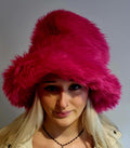 6 inch Tall Shaggy Pink Faux Fur Hat-JK Style Hat-Space Cowboy Style Hat-Fake Fur Pink Hat- Stovepipe Hat-Top Hat-Halloween-Pink Hat