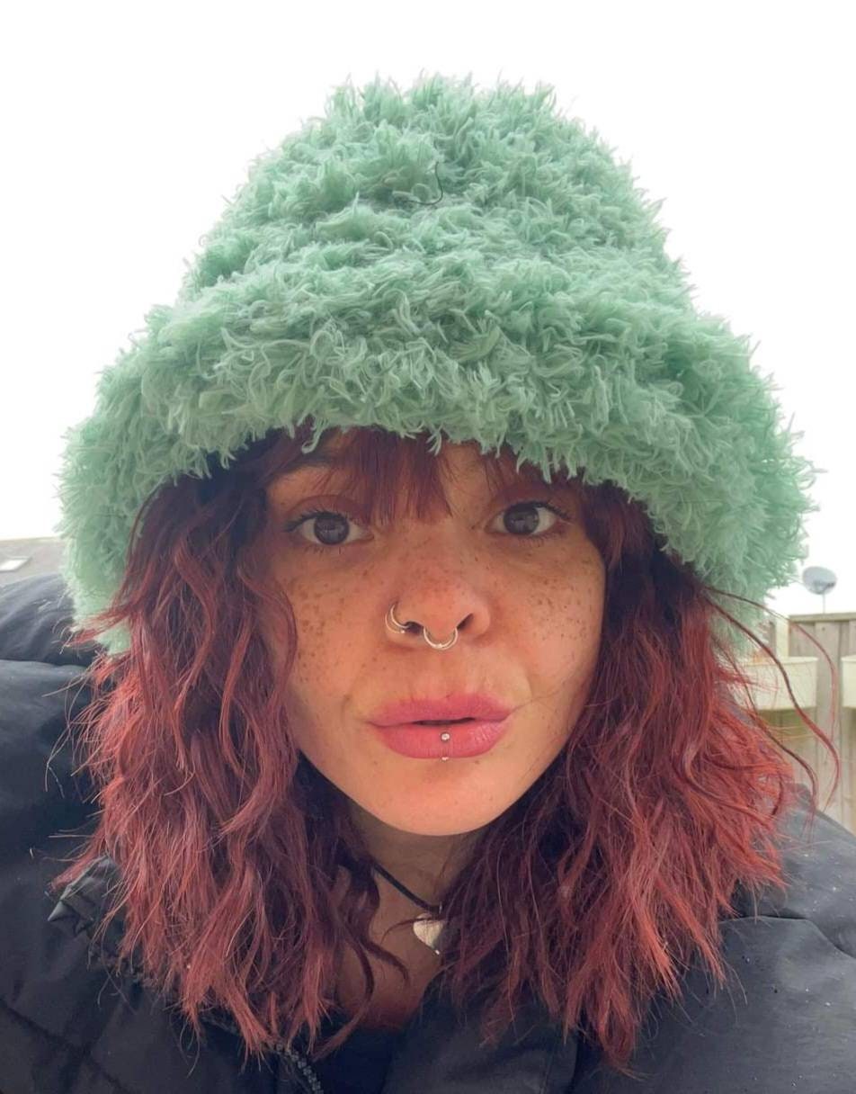 Curly Frills Mint Green Faux Fur Bucket Hat-Festival Hat-Floppy Hat-Fur Hat-Fake Fur Hat-Rave Hat-Mint Fur Hat-Sage Green Fur-Y2K Vegan Hat