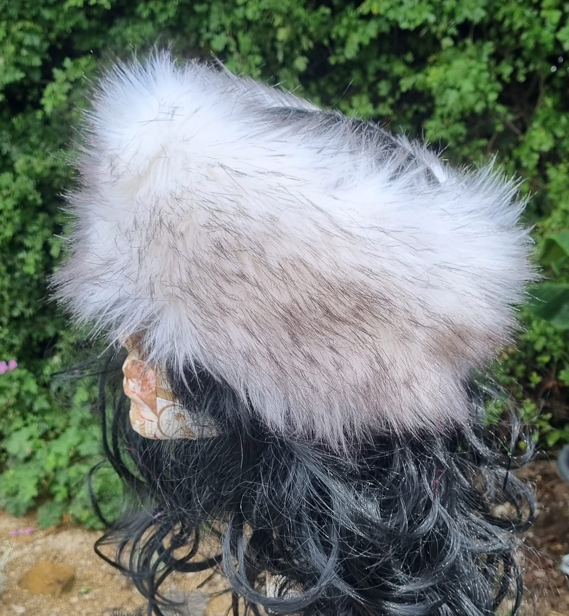 White With Black Highlights Faux Fur Headband-Neckwarmer-Earwarmer-Head Wrap-White Fur Headband-White Fur-Husky