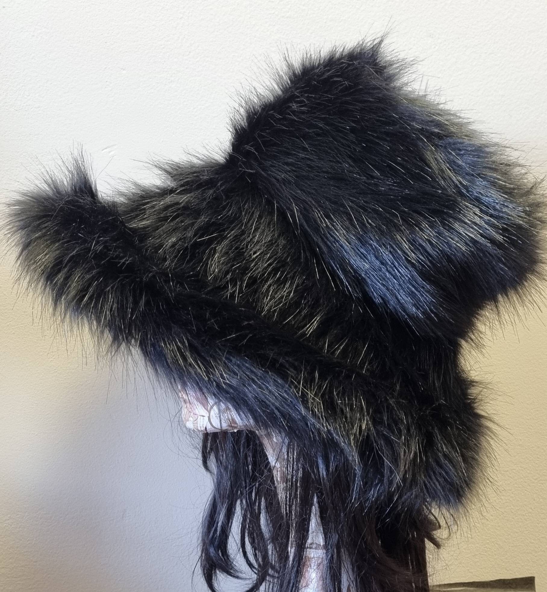 Luxury Wide Brim Black Faux Fur Bucket Hat | Ascot, Winter Weddings & Festivals | Handmade in England