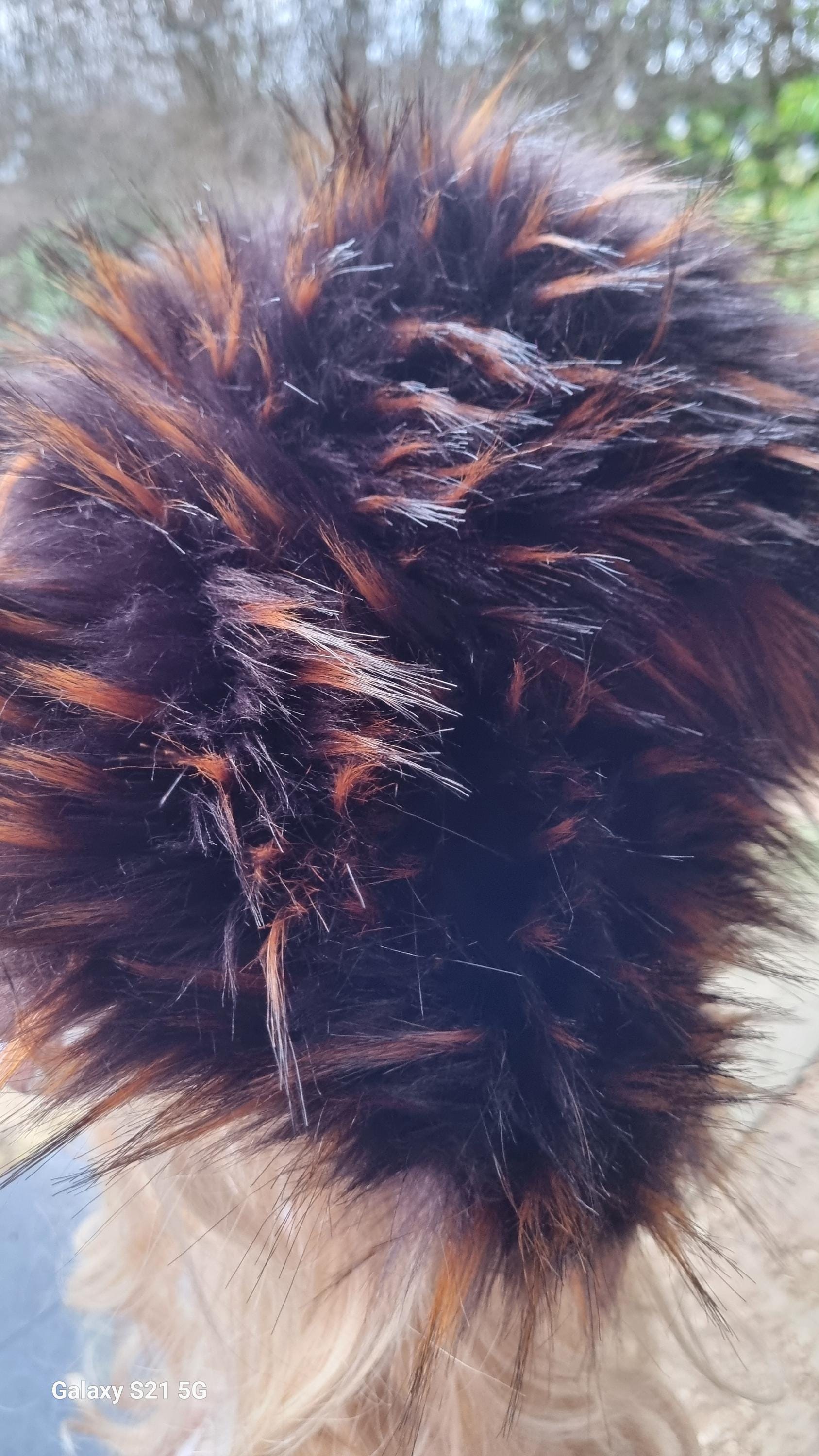 Brown Bronze Tips Extra Wide Wire Brim Fuzzy Bucket Hat-Oversize Bucket Hat -Fake Fur Hat-Rave Hat-Brown-  Bucket Hat-Cruelty Free
