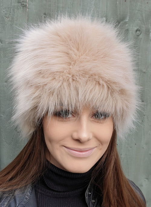 Caramel Faux Fur Hat- Cosy Polar Fleece Lining-Ladies Winter Hat-Fake Fur Hat-Faux Fur Hat-Fur Hat-Fleece Hat-Winter Hat-Fur Hat-Beige Fur