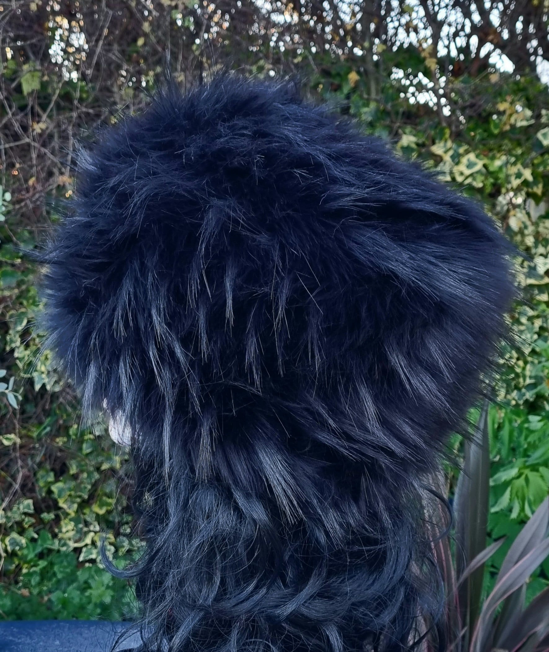 Fluffy Tufty Black Luxury Faux Fur Hat with Polar Fleece Lining-Fur Hat-Fake Fur Hat-Winter Hat-Long Fur Hat-Cossack Hat-Black Fur Hat