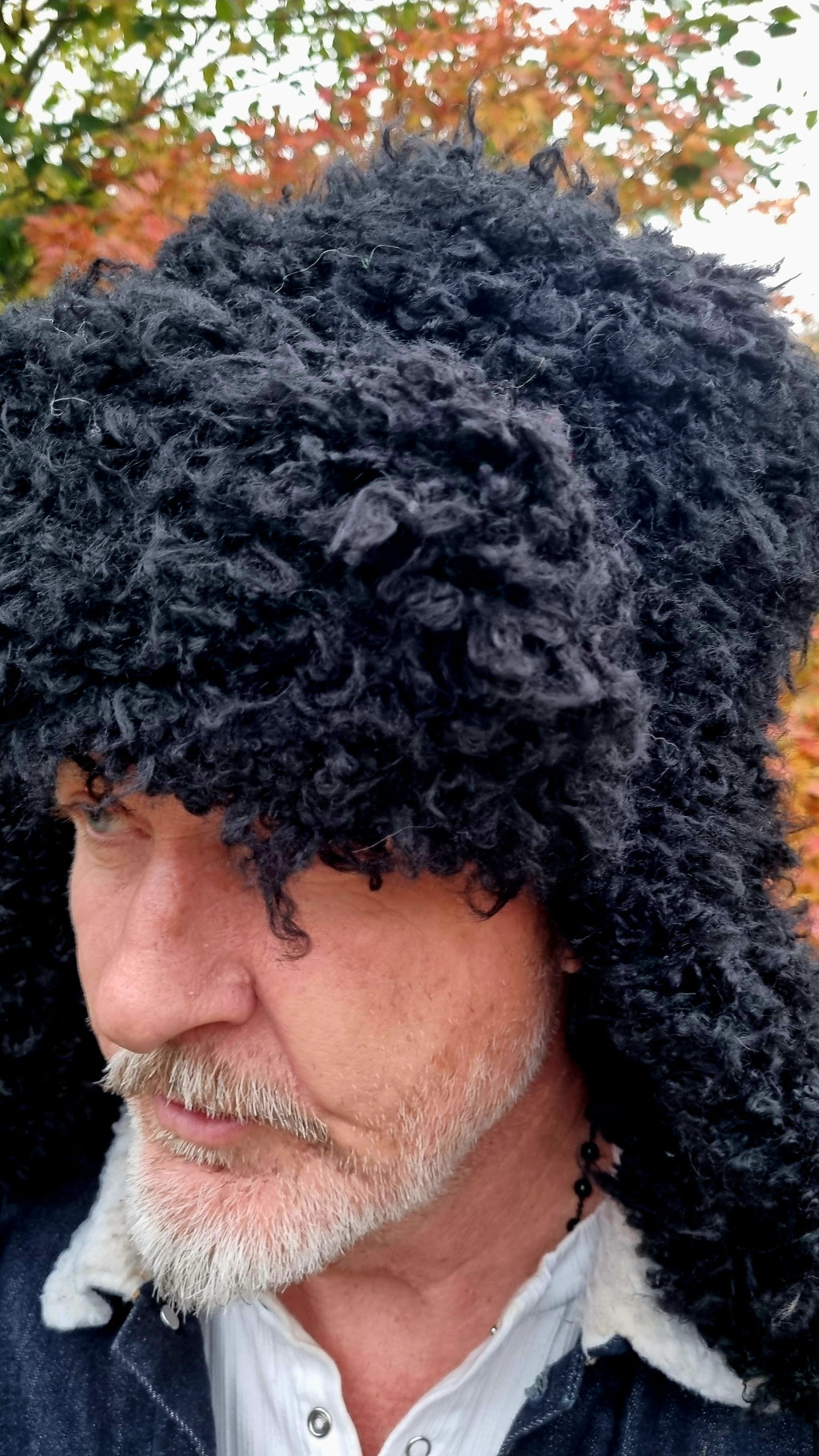 Oversized Black Faux Poodle Fur Trapper Hat