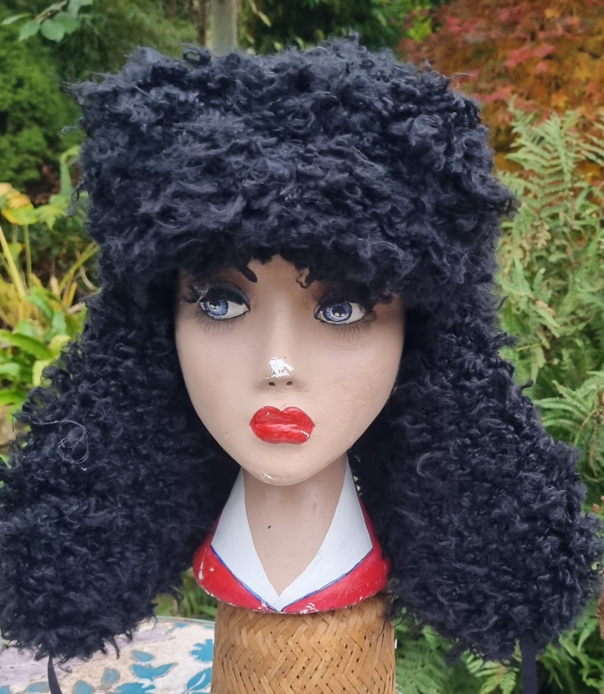 Oversized Black Faux Poodle Fur Trapper Hat