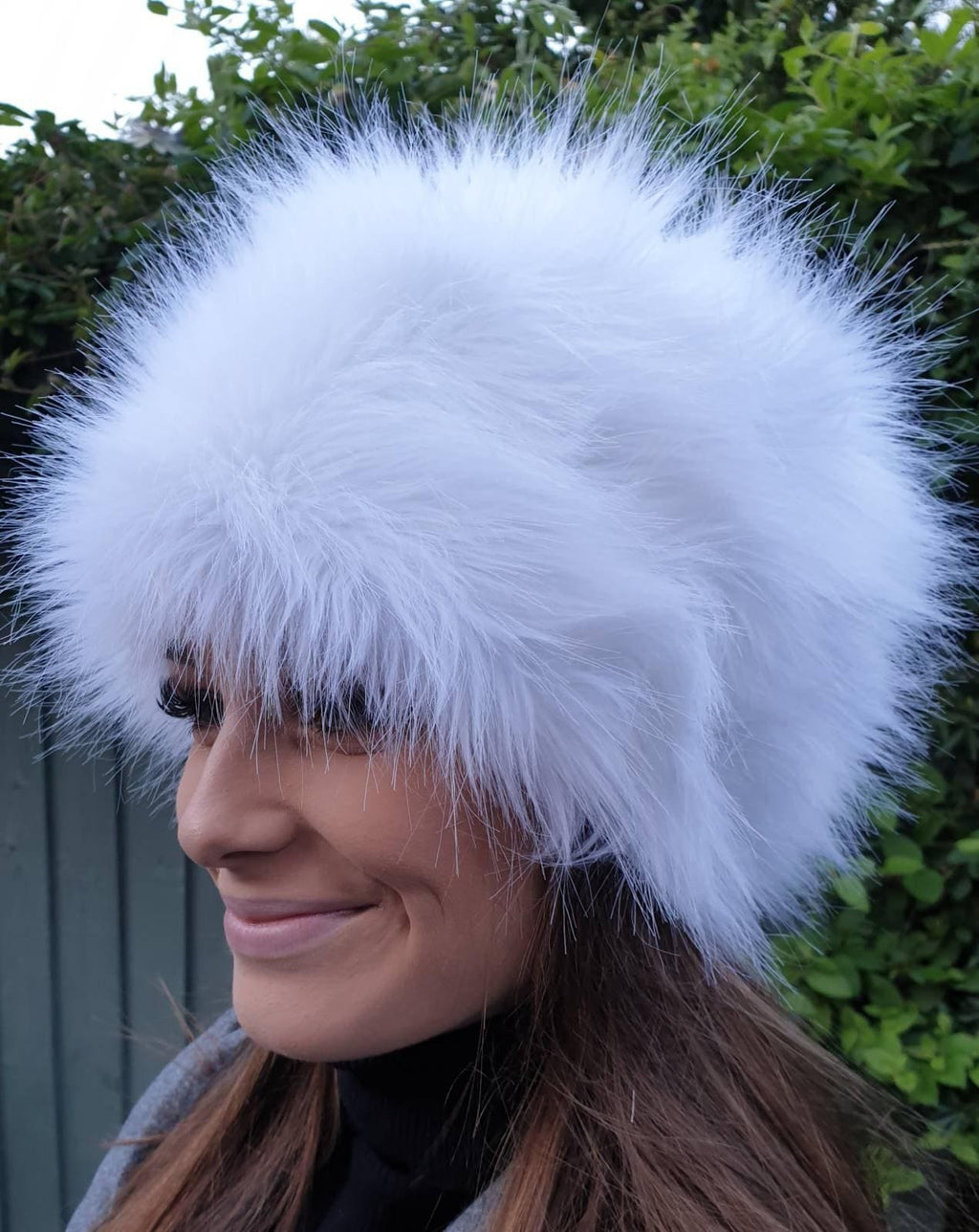 White Faux Fur Hat Russian Style with Cosy Polar Fleece Lining-Fur Hat-Fake Fur Hat-Winter Hat-Long Fur Hat-Cossack Hat-White Fur Hat