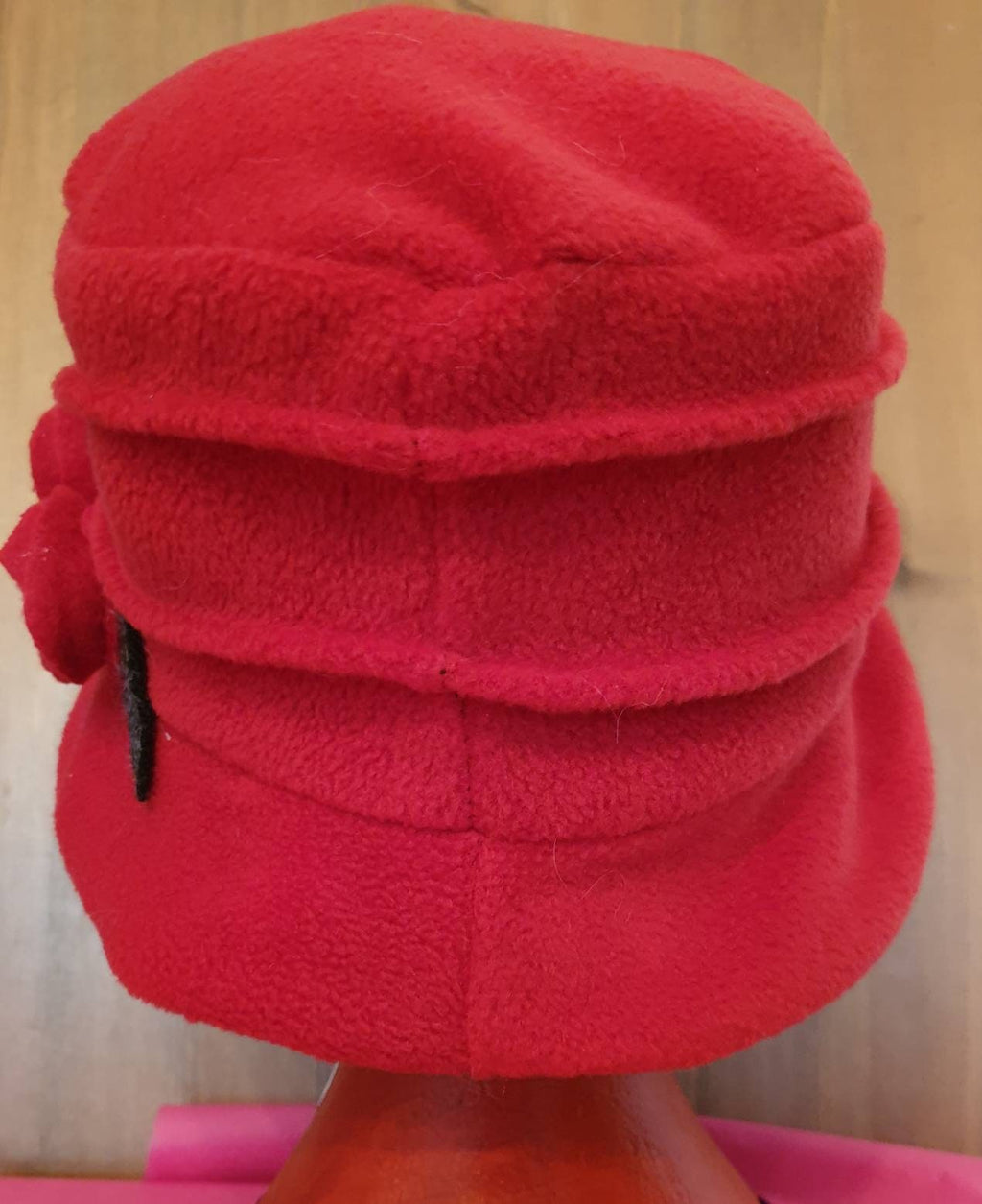 Red Fleece Cloche Hat | Vintage 1920s Style | Handmade in England