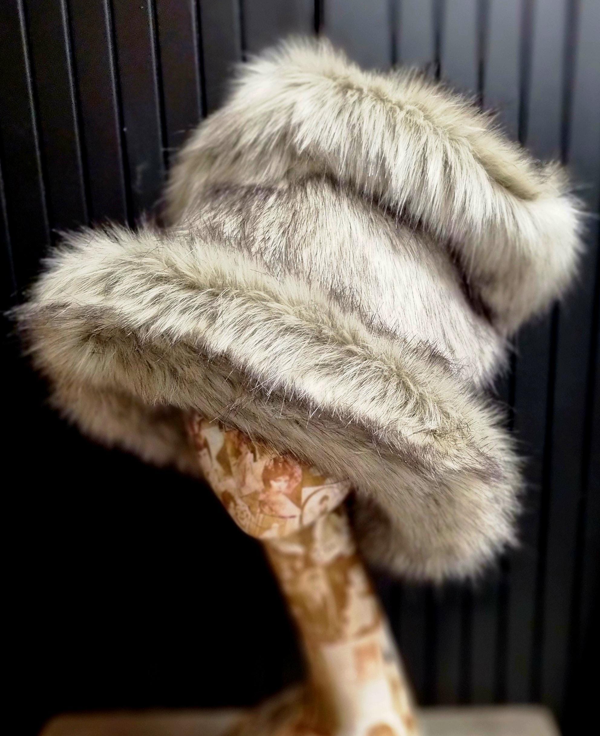 Tall Grey Faux Fur Hat | Festival & Costume Hat | Handmade in the UK