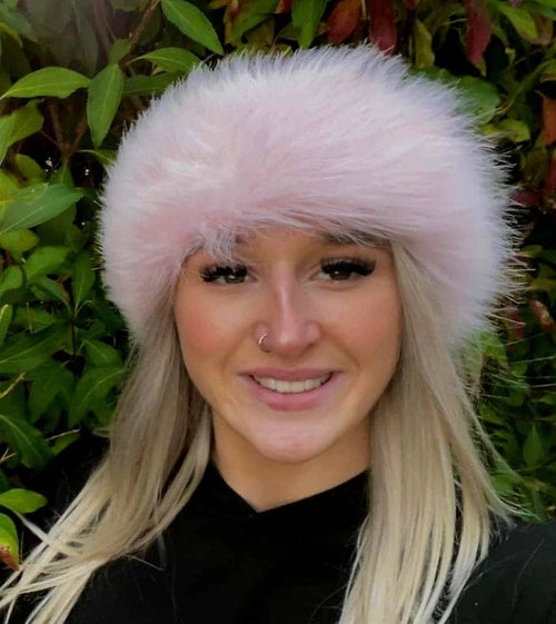 Baby Pink Fluffy Faux Fur Headband | Luxury Earwarmer | Handmade in England