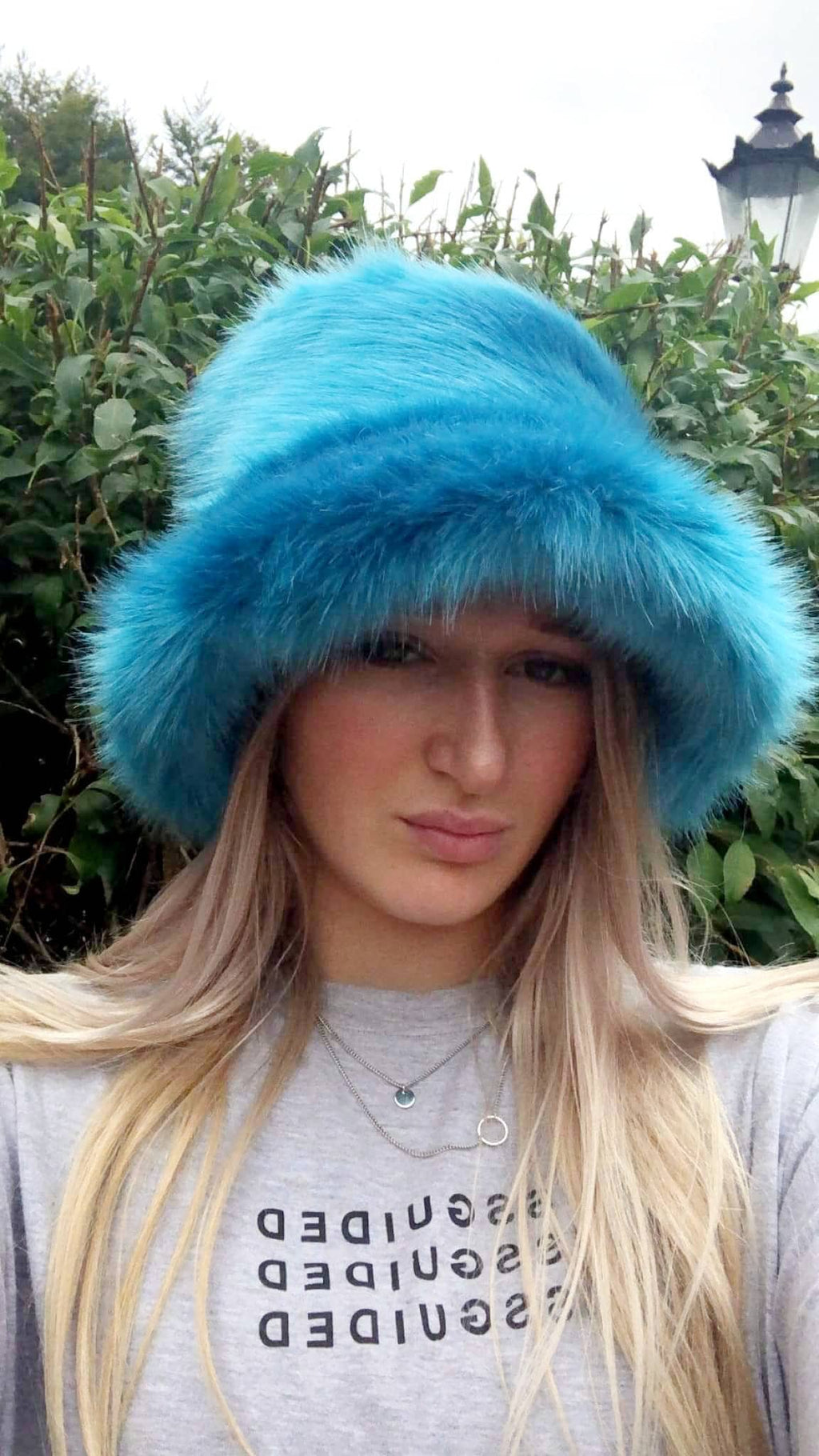 Stunning Super Luxury  Faux Fur Bucket Hat-Peacock Blue-Fuzzy Bucket Hat-Festival Hat-Floppy Hat-Fur Ha-Rave Hat-Blue Bucket Hat