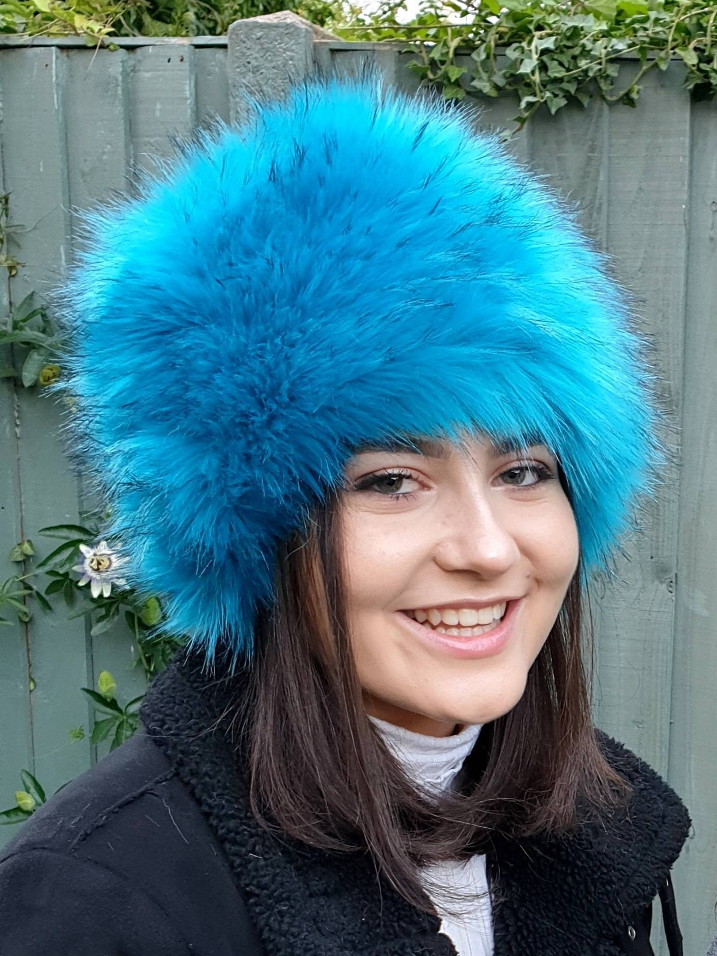 Turquoise Blue Luxury Long Pile Faux Fur Hat- Polar Fleece Lining-Fur Hat-Fake Fur Hat-Winter Hat-Long Fur Hat-Cossack Hat-Blue Fur Hat