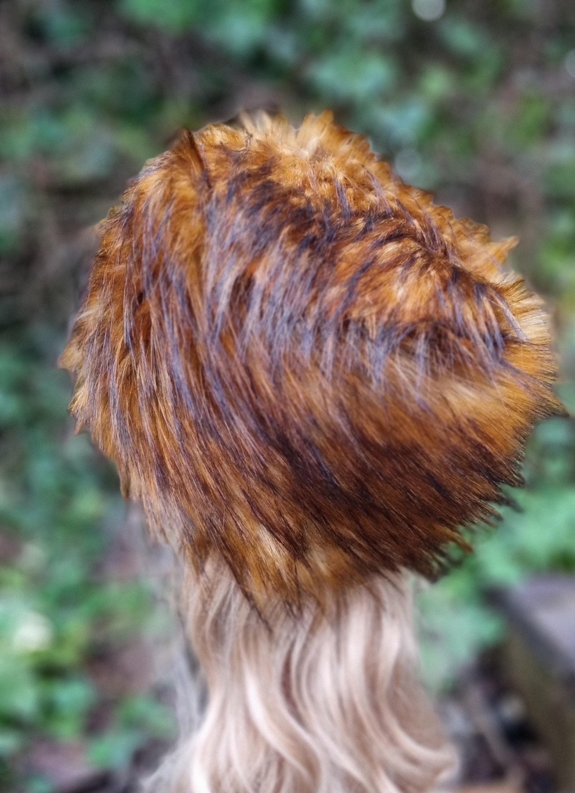 Fake Red Fox Fabric  Faux Fur Hat-Fleece Lining- Winter Fur Hat-Fox Fur Hat-Yellow-Cruelty Free-Vegan Fabric