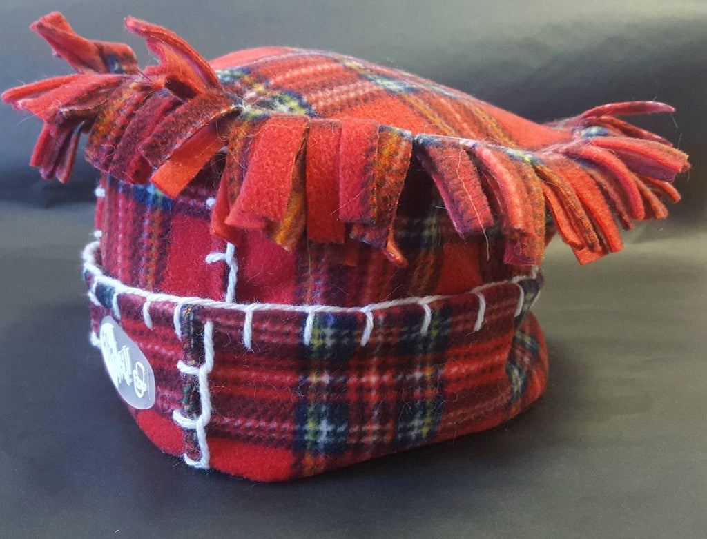 Tartan 'Tarantula' Fleece Hat with Blanket Stitch Detail- Fleece Winter Hat-Mens Winter hat- tartan fleece hat- Off My Head Hats