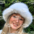 Stunning Super Luxury White Faux Fur Bucket Hat-Fuzzy Bucket Hat-Festival Hat-Floppy Hat-Fur Hat-Fake Fur Hat-Rave Hat-White Bucket Hat