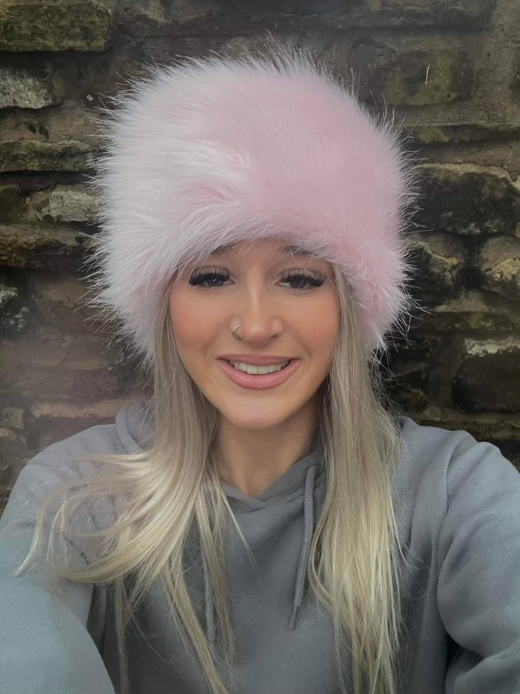 Baby Pink Luxury Faux Fur Hat with Polar Fleece Lining - Pink Fur Hat-Fake Fur Hat - Winter Hat - Pink Fur Hat - Baby Pink Fur Hat - Pink