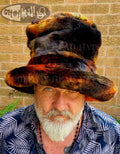 Tall Faux Fur Hat | Black, Brown & Orange | Handmade in the UK