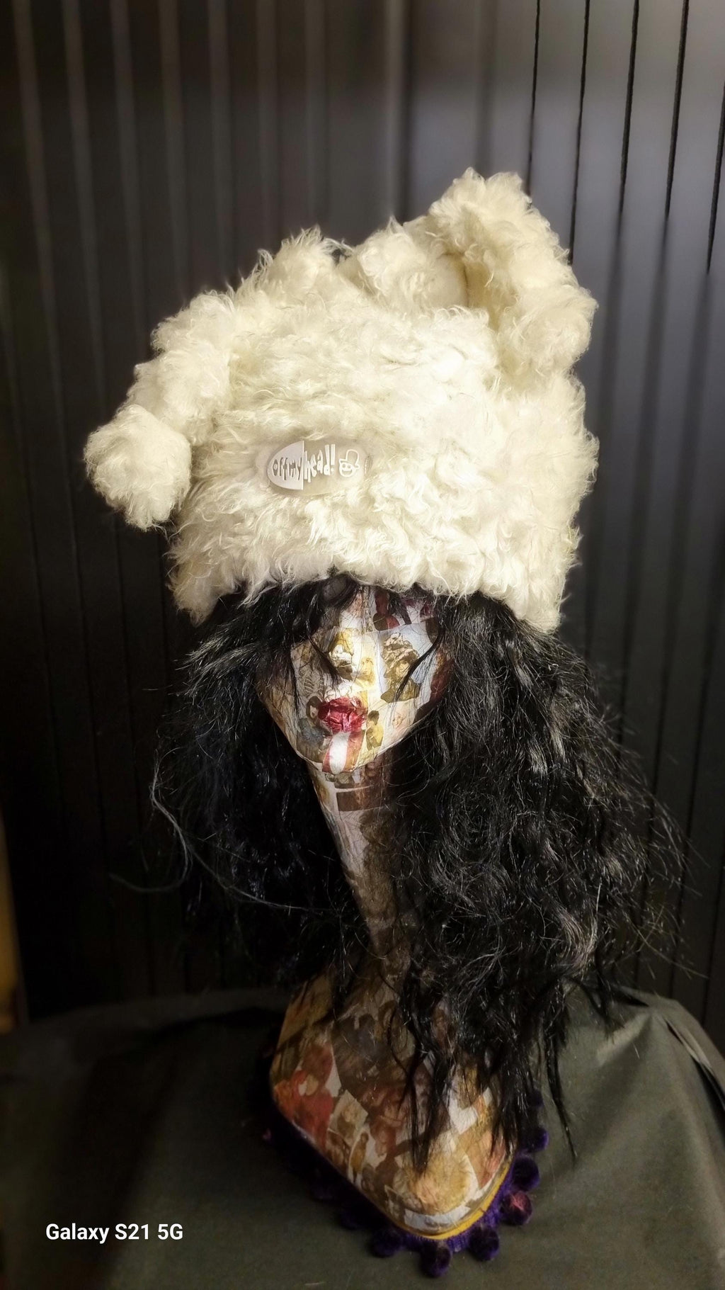 Marshmallow Hat in Twisty Cream Faux Fur | Fluffy Rave Hat | Handmade in England