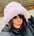 Curly Frills Baby Pink Faux Fur Bucket Hat-Festival Hat-Floppy Hat-Fur Hat-Fake Fur Hat-Rave Hat-Pink Fur Hat-Baby Pink Fur-Y2K Vegan Hat