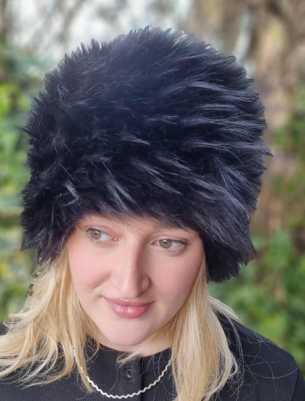 Hollywood Black Textured Faux Fur Hat- Cosy Polar Fleece Lining- Statement Piece-Russian Hat-Fur Hat-Fake Fox Fur-Fake Fur Hat-Black Fur Hat