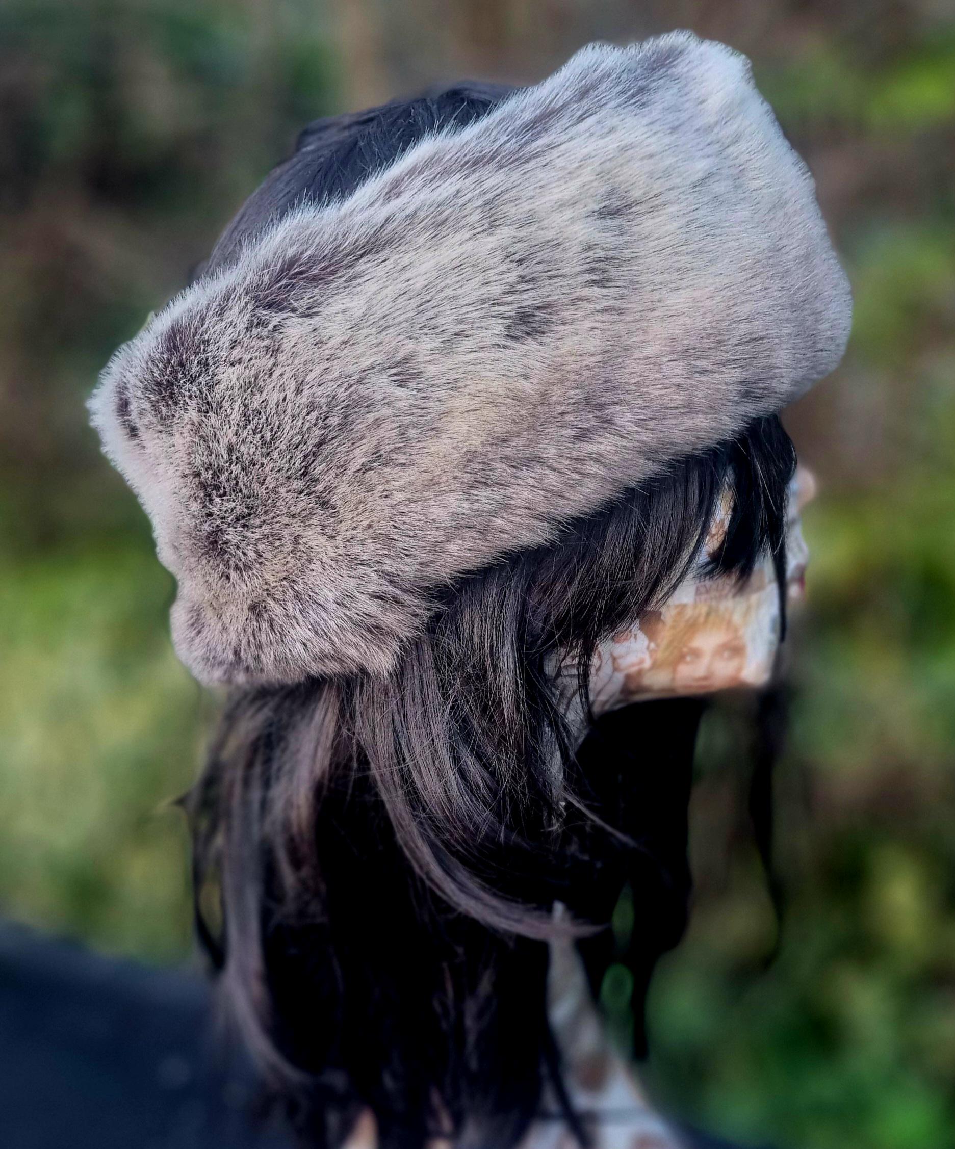 Faux Chinchilla Fur Headband | Fleece Lined Ear Warmer | Handmade in England