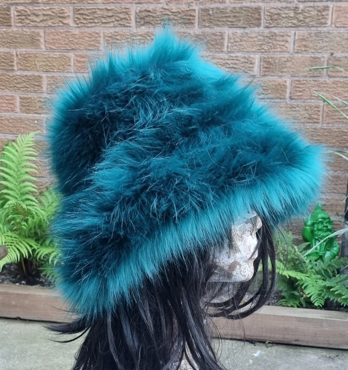 Fuzzy Bucket Hat in Petrol Blue-Festival Hat-Floppy Hat-Fur Hat-Fake Fur Hat-Rave Hat-Petrol Bucket Hat-Blue Fur Hat-vegan friendly hat