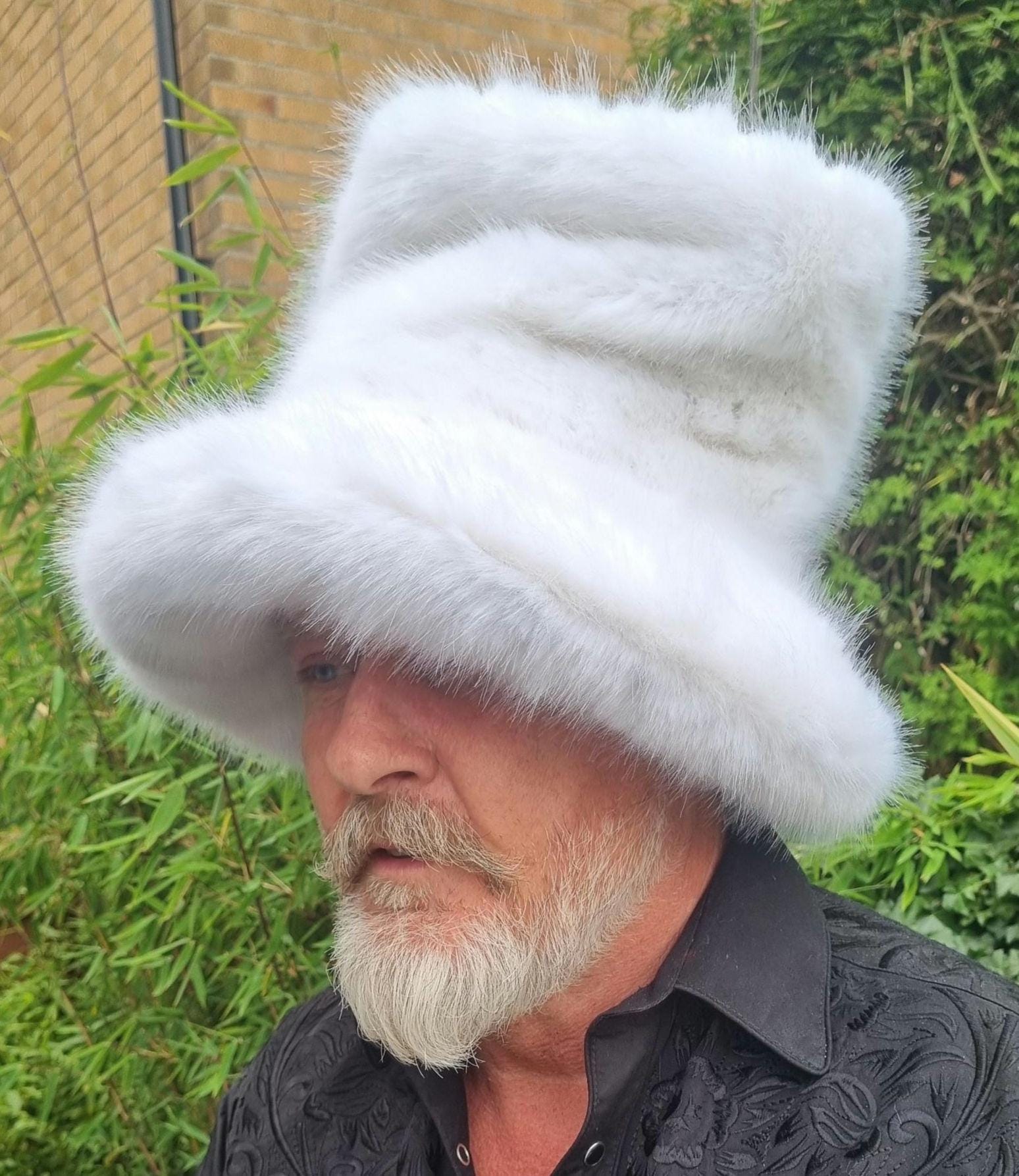 Tall White Faux Fur Hat | Wedding & Festival Hat | Handmade in the UK