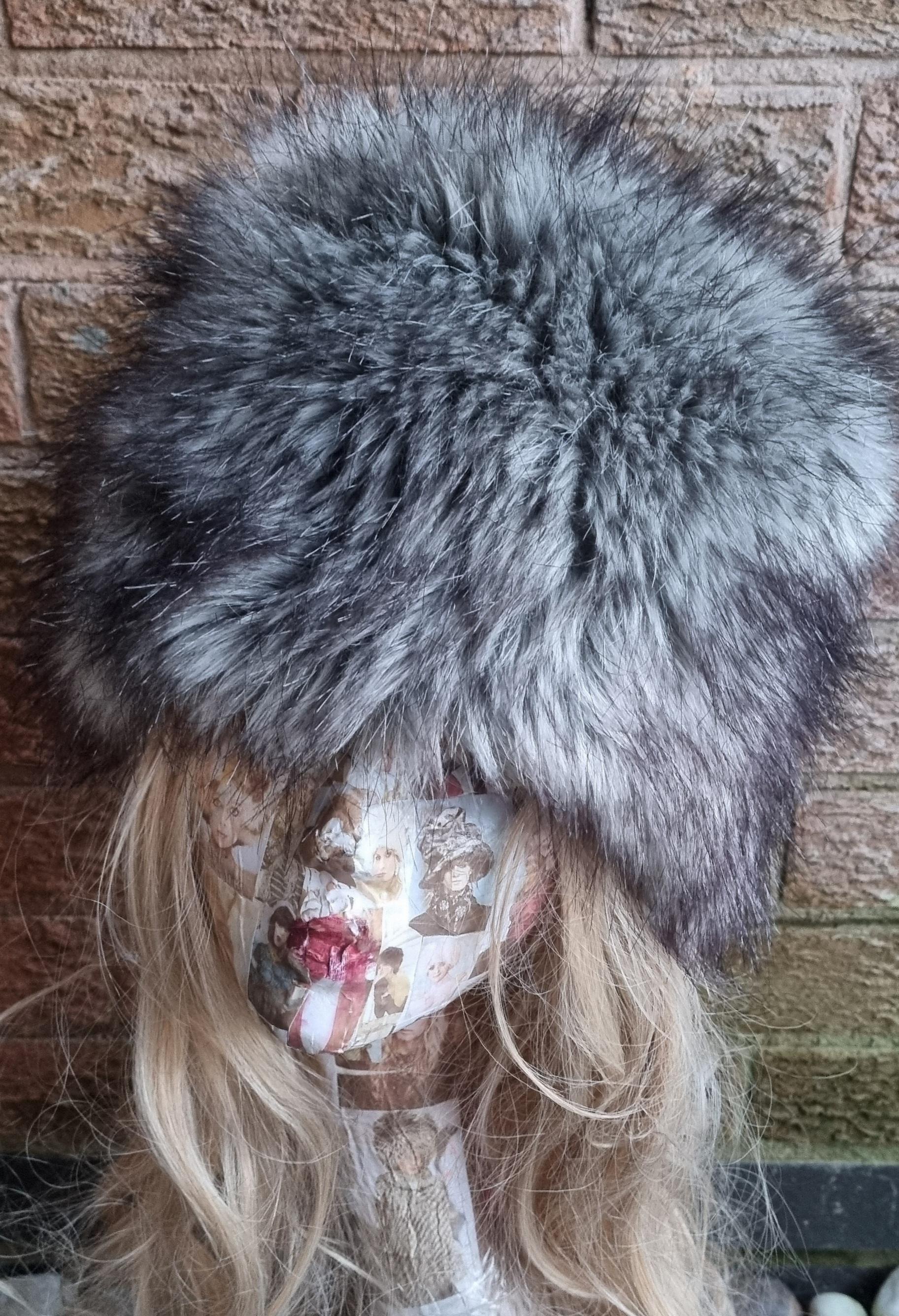 Grey Wolf Fake Fur Russian Style Hat-Grey Fur Hat-Fleece Lining-Wolf-Cruelty free-Vegan Fabric-Winter hat-Faux Fur Hat