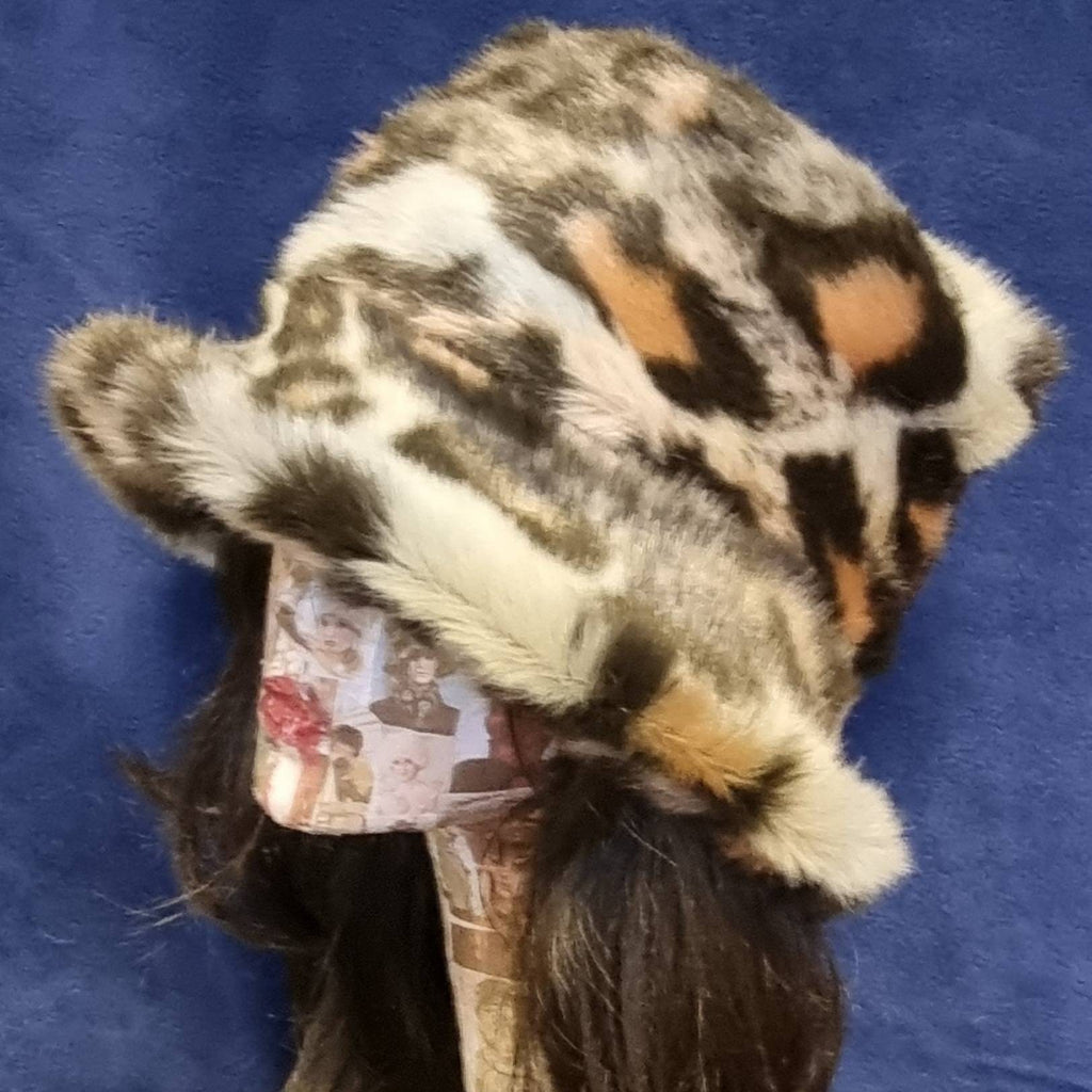 Leopard Print Fuzzy Bucket Hat-Festival Hat-Animal Print Faux Fur Hat-Fake Fur Hat-Rave Hat-Leopard Print Bucket Hat- Hat-vegan friendly-