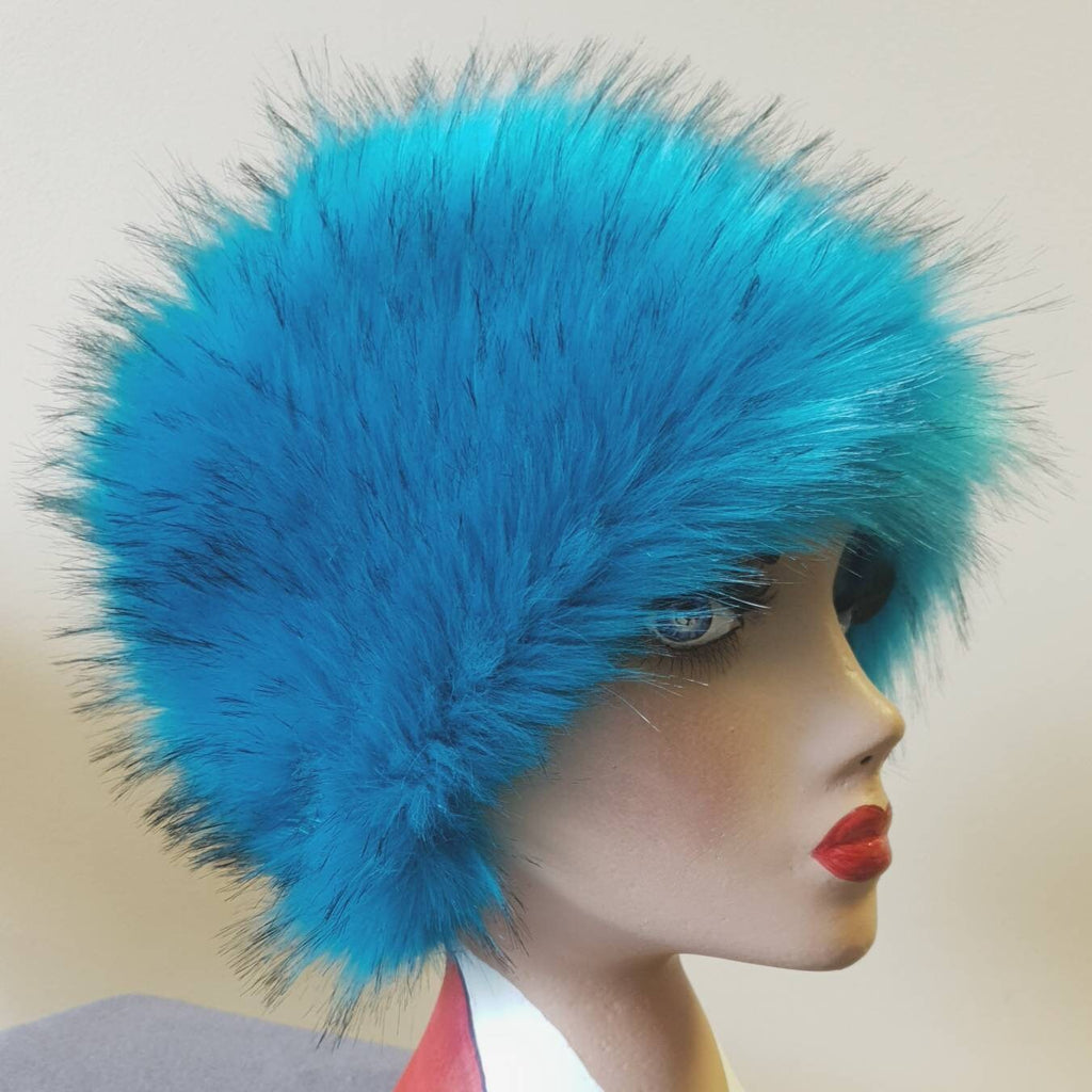 Turquoise Blue Luxury Long Pile Faux Fur Hat- Polar Fleece Lining-Fur Hat-Fake Fur Hat-Winter Hat-Long Fur Hat-Cossack Hat-Blue Fur Hat