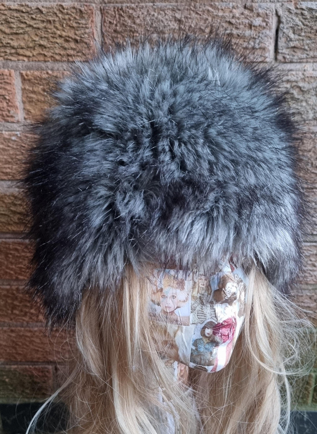 Grey Wolf Fake Fur Russian Style Hat-Grey Fur Hat-Fleece Lining-Wolf-Cruelty free-Vegan Fabric-Winter hat-Faux Fur Hat