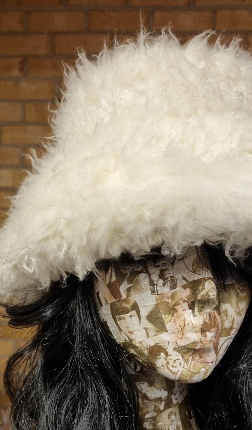Twisty Faux Fur Bucket Hat-Festival Hat-Fuzzy Bucket Hat-Fur Hat-Fake Fur Hat-Rave Hat-Cream  Fur-Off White Fur-Bucket Hat-Ivory Fake Fur