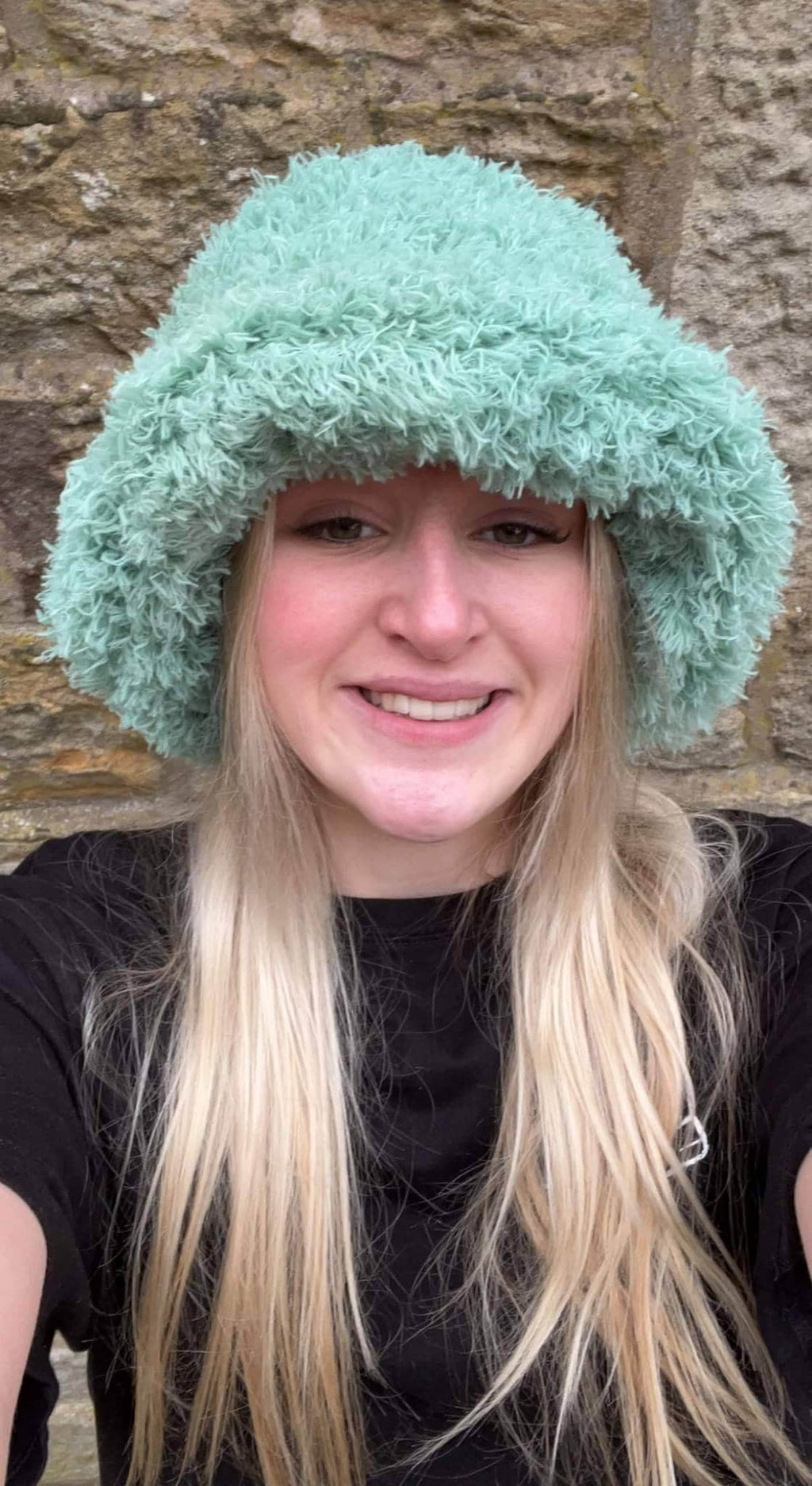 Curly Frills Mint Green Faux Fur Bucket Hat-Festival Hat-Floppy Hat-Fur Hat-Fake Fur Hat-Rave Hat-Mint Fur Hat-Sage Green Fur-Y2K Vegan Hat