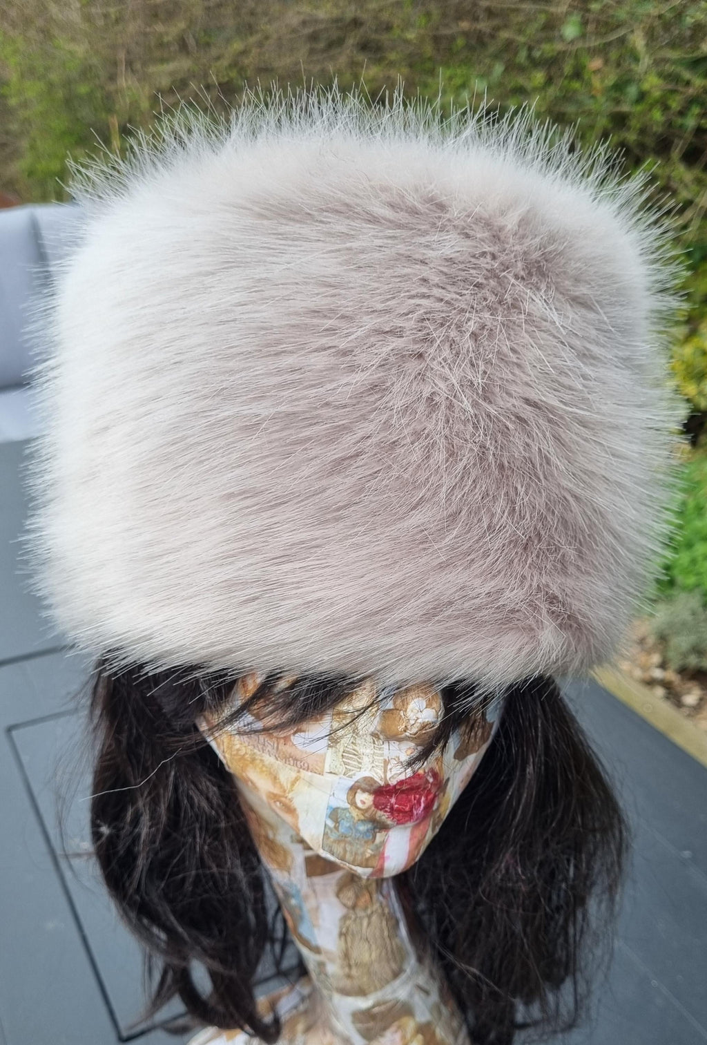 Silver Grey Faux Fur Hat with Polar Fleece Lining-Grey Fur Hat-Silver Hat-Pill Box Hat- Cruelty Free-Vegan Fabric-Grey Fur Hat-Fake Fur Hat