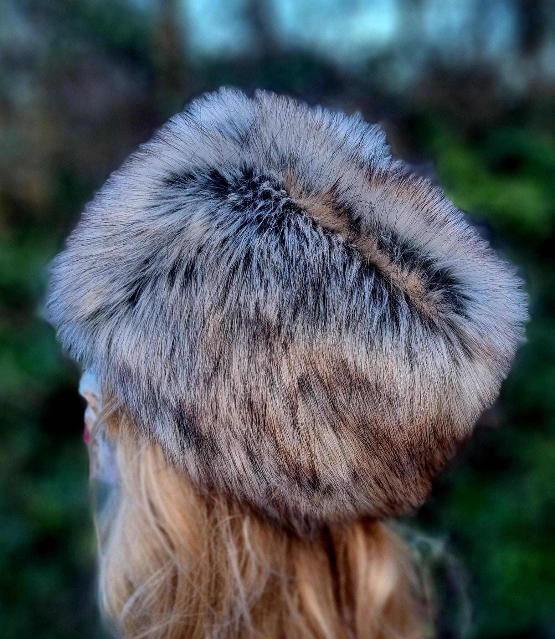 Grey and Brown Luxury Faux Fur Hat with Polar Fleece Lining- Fur Hat-Fake Fur Hat-Winter Hat- Grey Fur Hat- Vegan Fur Hat- Grey Fur- Brown