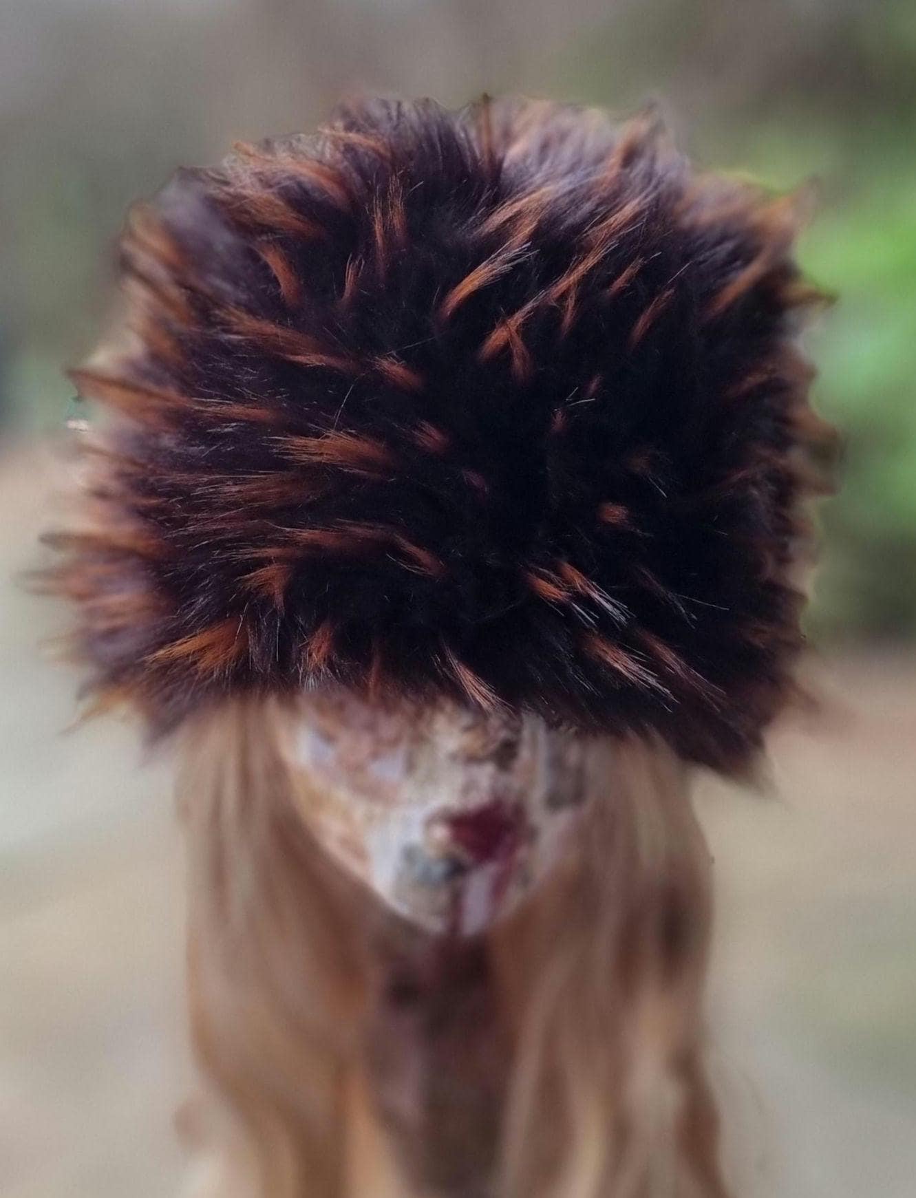 Rich Chocolate Brown/Gold Streaks Luxury Faux Fur Hat with Polar Fleece Lining-Fur Hat-Fake Fur Hat-Winter Hat-Long Fur Hat-Brown Fur Hat