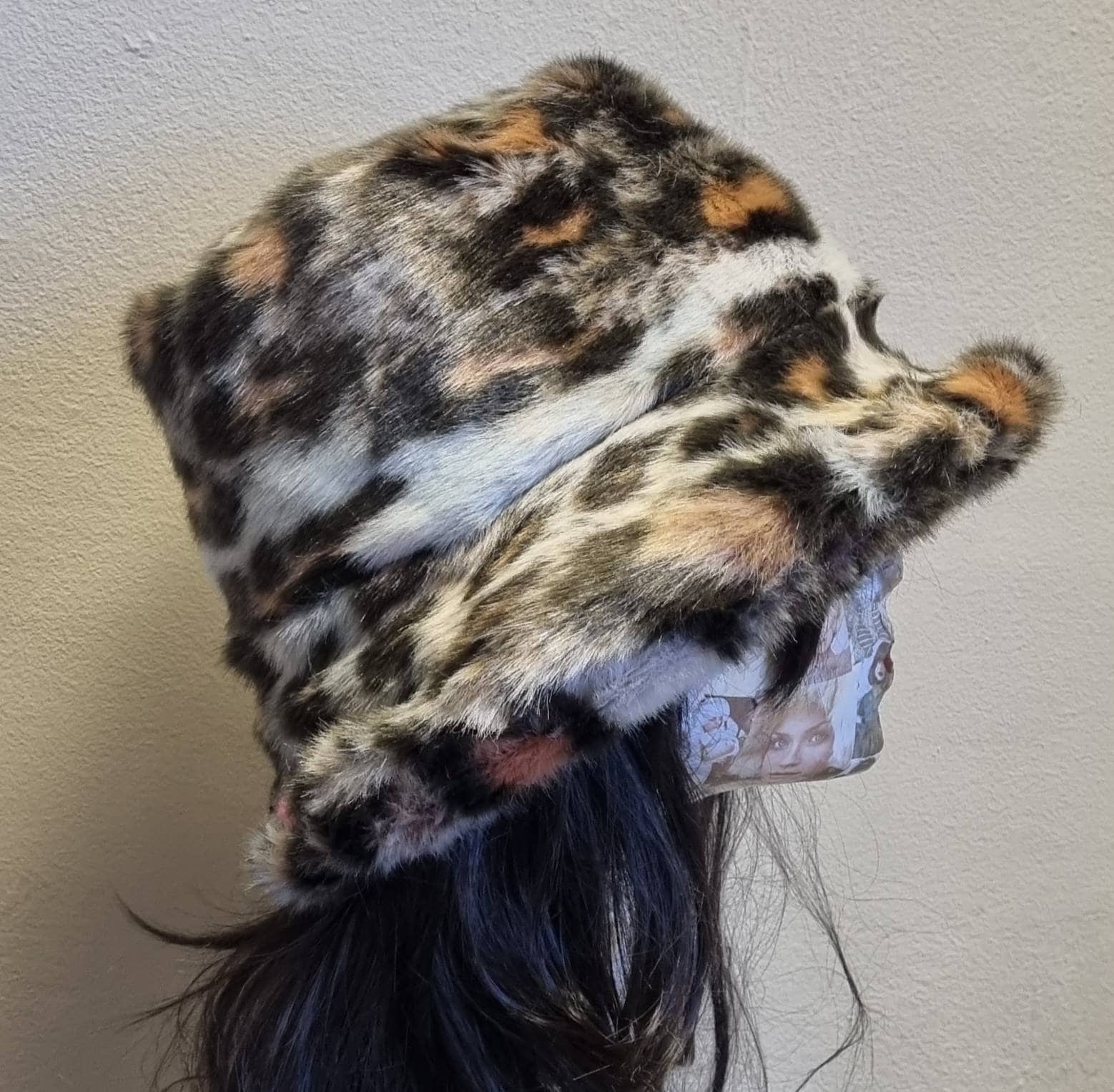 Leopard Print Fuzzy Bucket Hat-Festival Hat-Animal Print Faux Fur Hat-Fake Fur Hat-Rave Hat-Leopard Print Bucket Hat- Hat-vegan friendly-