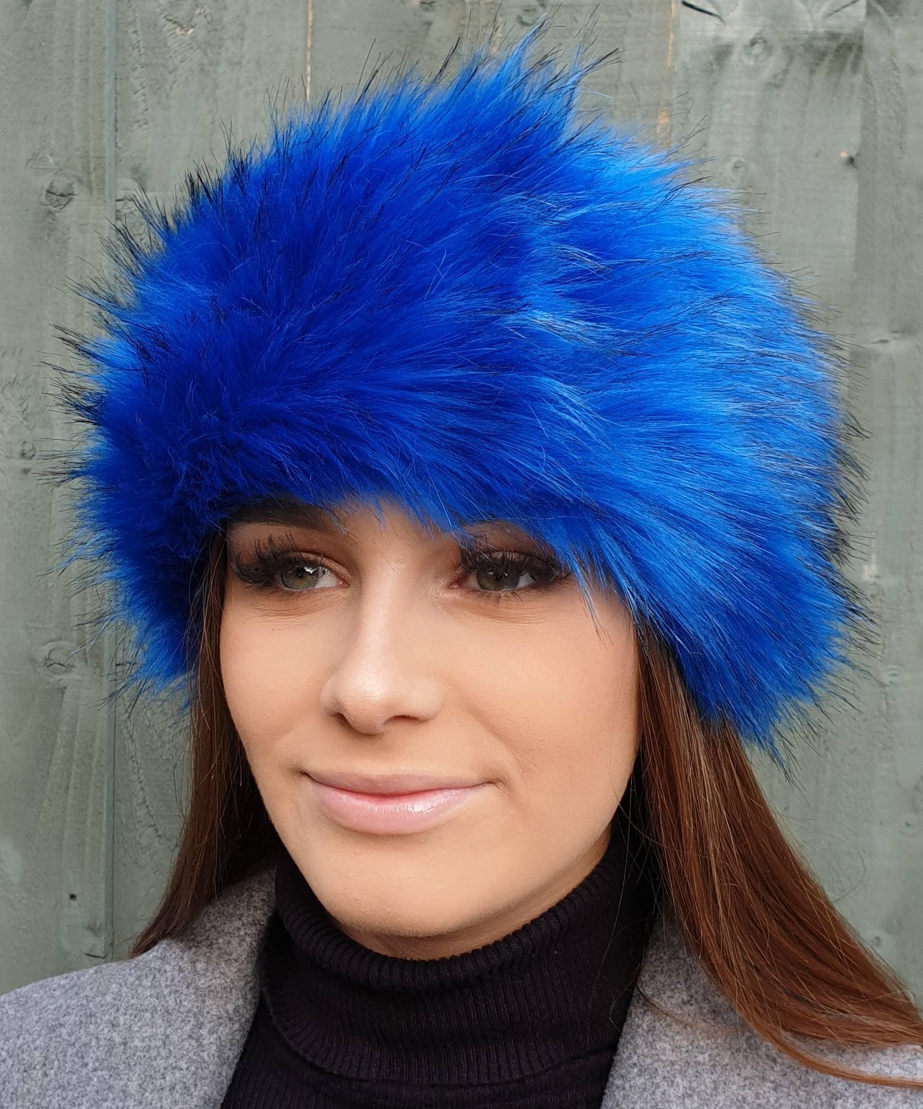 Royal Blue Faux Fur Headband | Fleece Lined Ear Warmer | Handmade in England