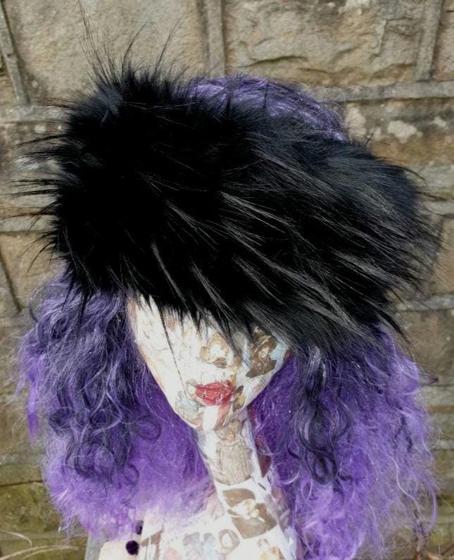 Hollywood Black Faux Fur Headband- Neckwarmer- Earwarmer -Black Fur Headband-Black Fur-Black Fur Headband-Head Wrap-Fur Head Wrap