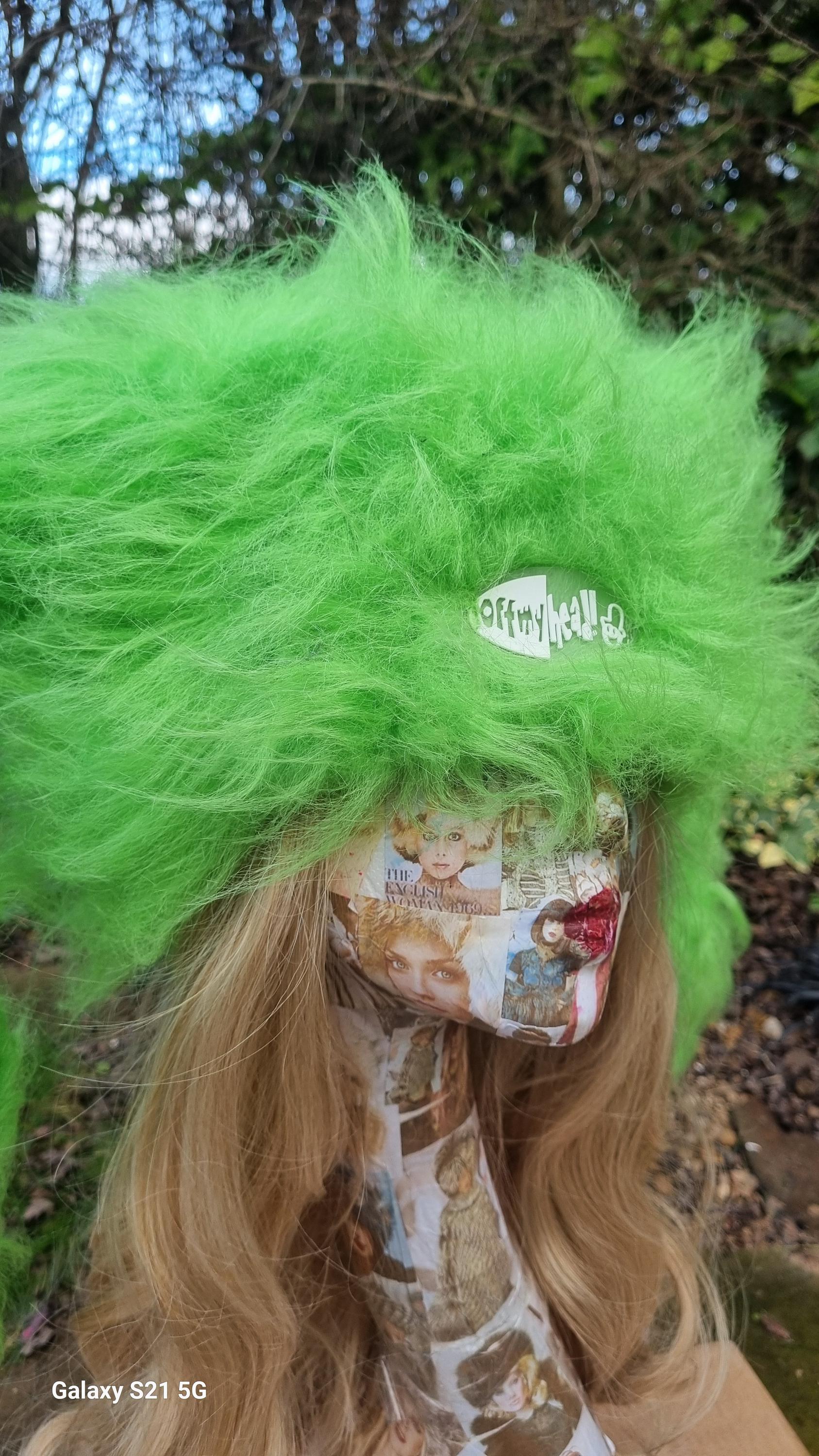 Wispy Bright Green Marshmallow Hat with Polar Fleece Lining- Ski Hat-Apres Ski- Dog Walking-Green Fur Hat-Cruelty Free-Vegan Fabric-Fleece