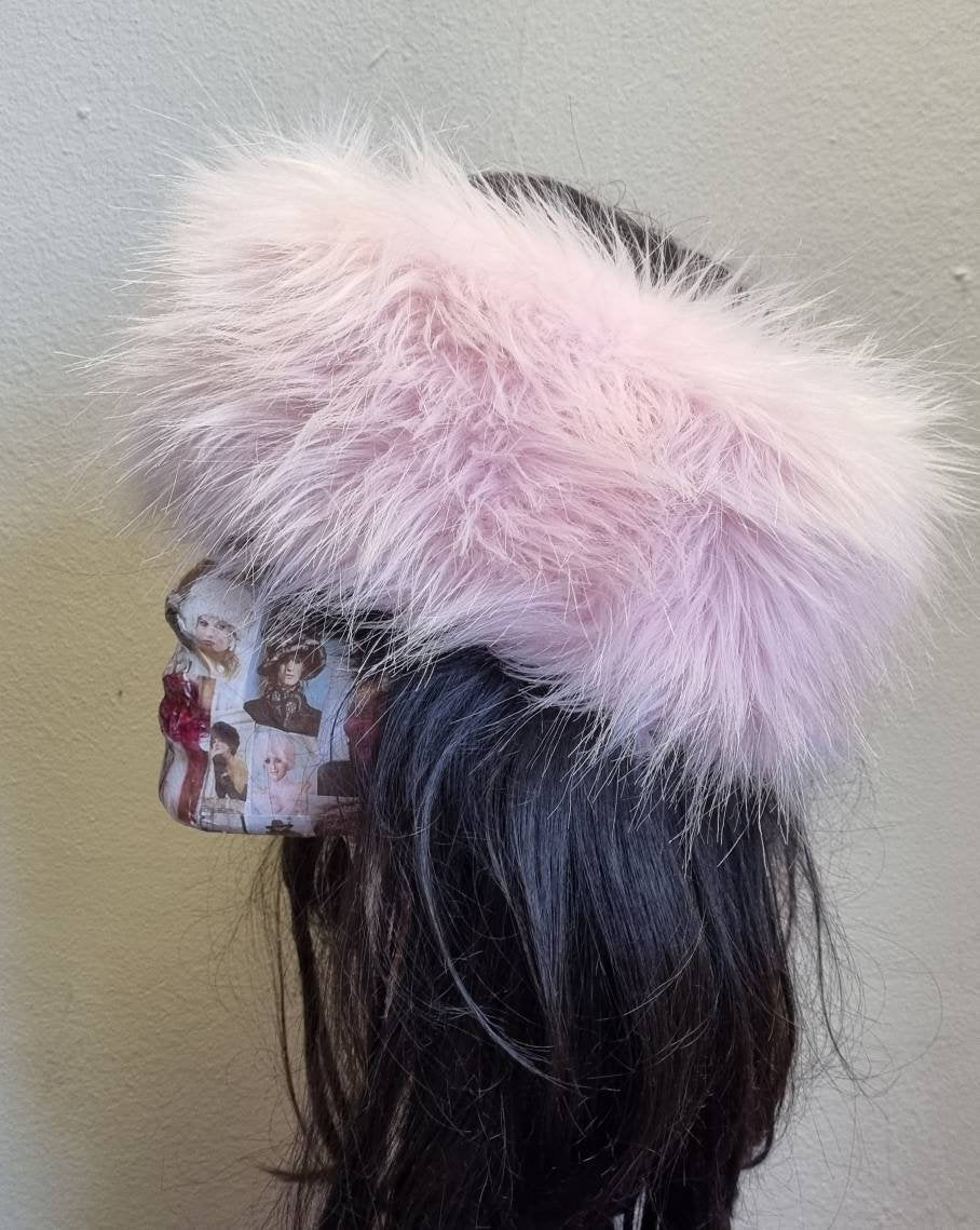 Baby Pink Fluffy Faux Fur Headband | Luxury Earwarmer | Handmade in England
