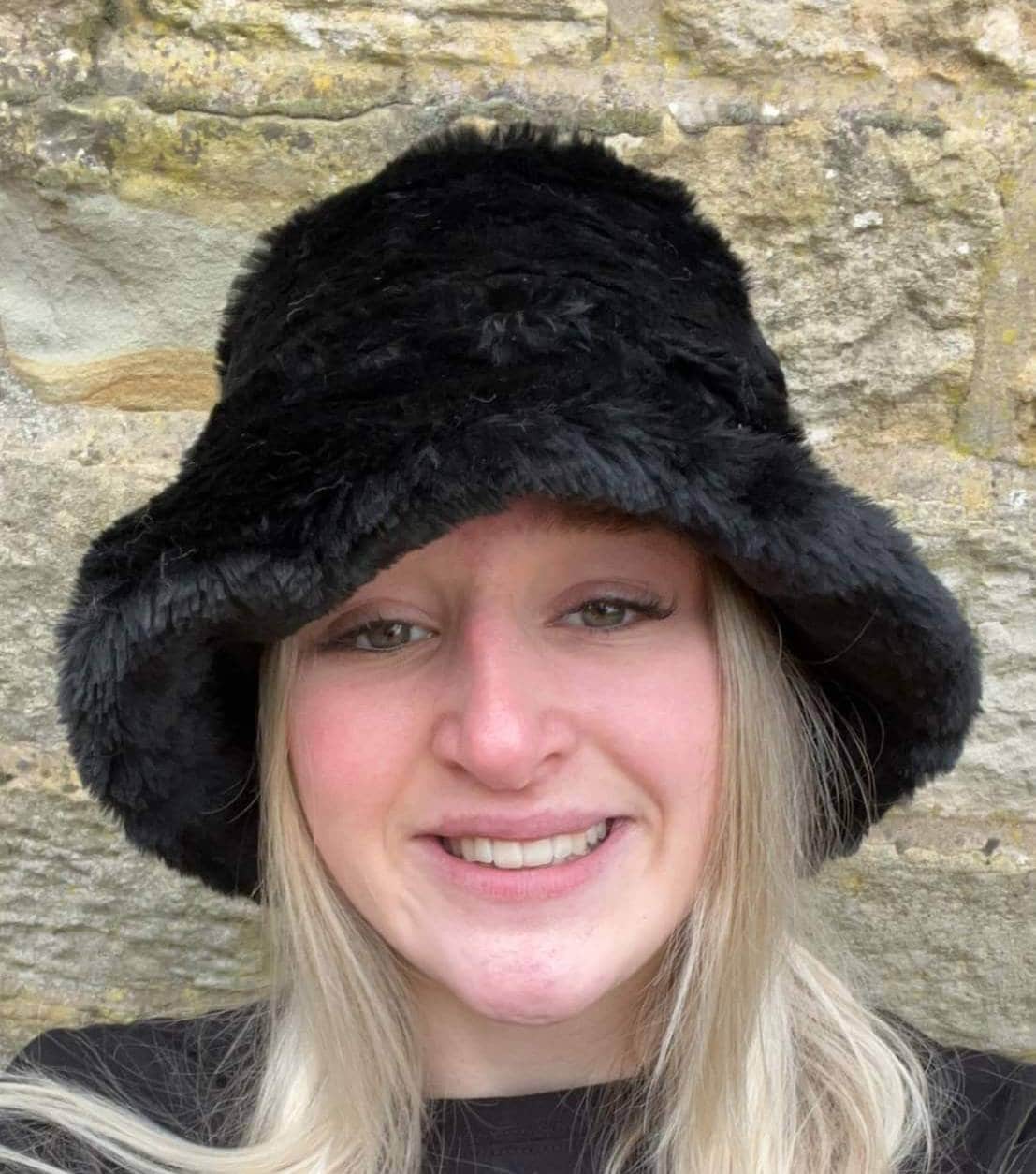Short Black Fun Fur Bucket Hat-Festival Hat-Floppy Hat-Fur Hat-Fake Fur Hat-Rave Hat-Black Fur Hat- Black Fur Hat- Furry Bucket Hat