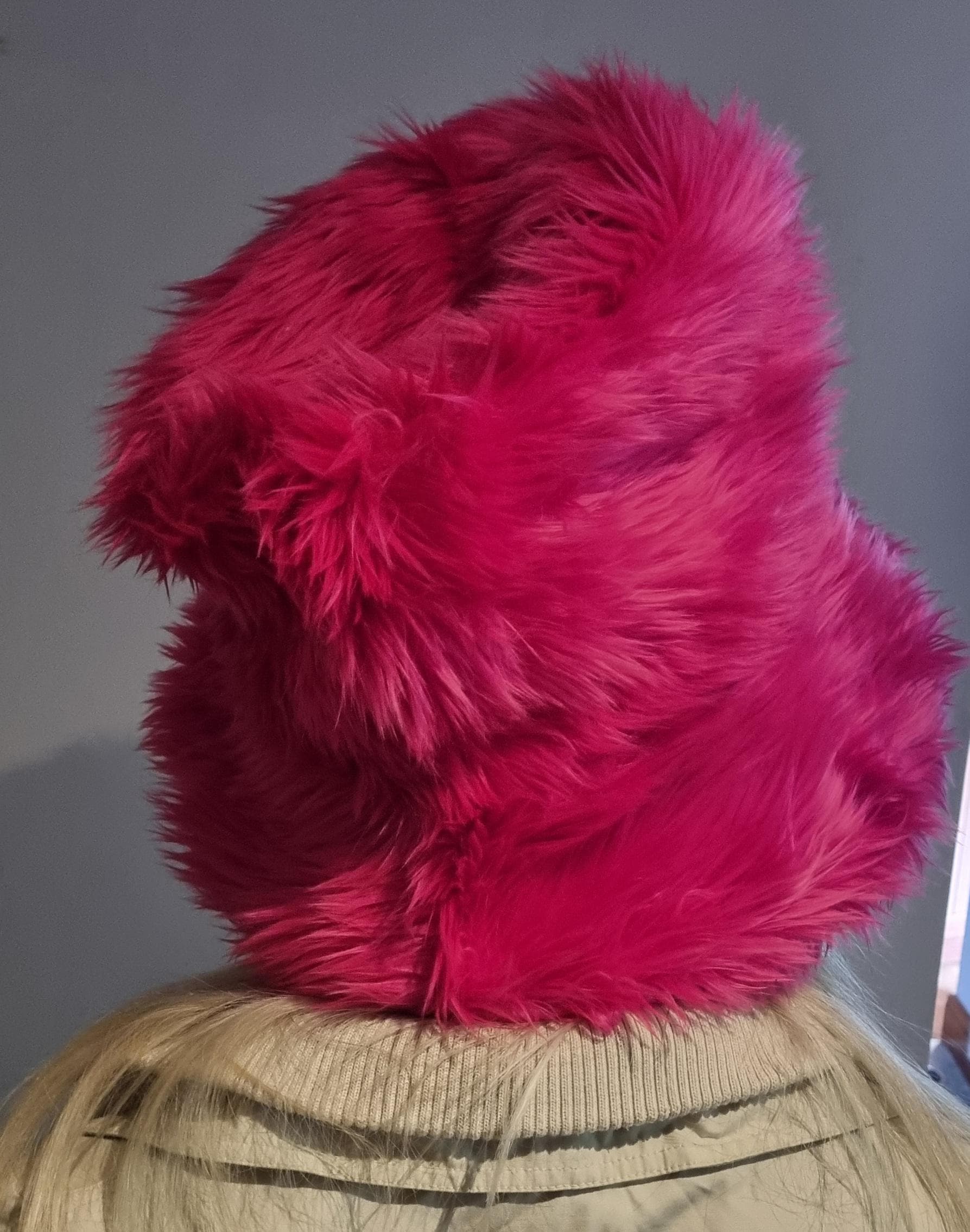 6 inch Tall Shaggy Pink Faux Fur Hat-JK Style Hat-Space Cowboy Style Hat-Fake Fur Pink Hat- Stovepipe Hat-Top Hat-Halloween-Pink Hat