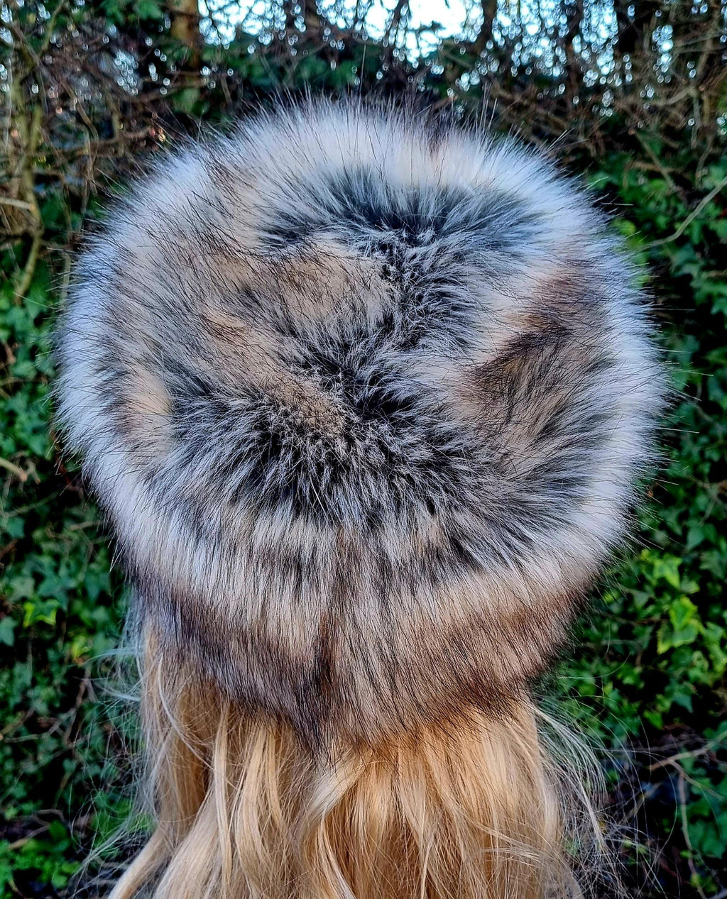 Grey and Brown Luxury Faux Fur Hat with Polar Fleece Lining- Fur Hat-Fake Fur Hat-Winter Hat- Grey Fur Hat- Vegan Fur Hat- Grey Fur- Brown