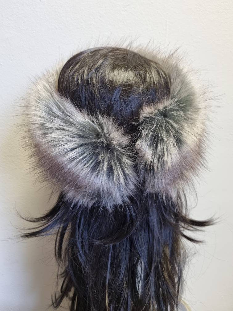 Grey & Brown Faux Fur Headband | Luxury Earwarmer | Handmade in England